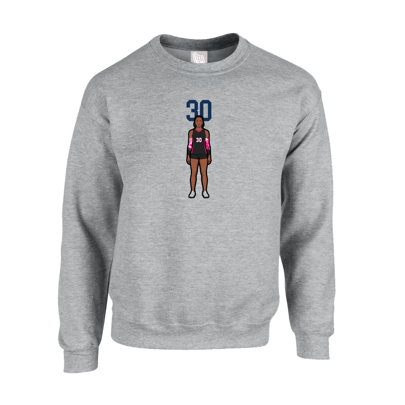 Fleece Crew — Number Top in Grey