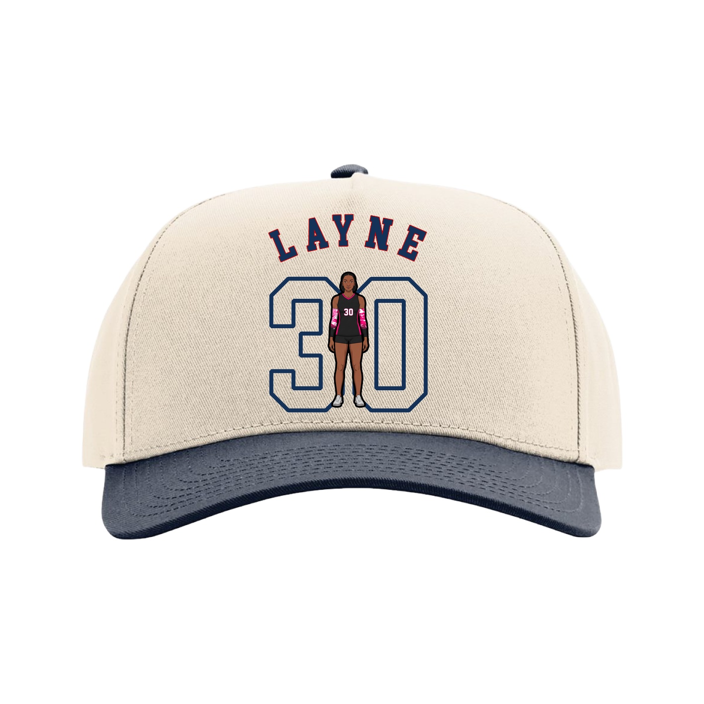 Full Fabric Five-Panel Champ Cap — Shirsey Arch in Cream/Navy