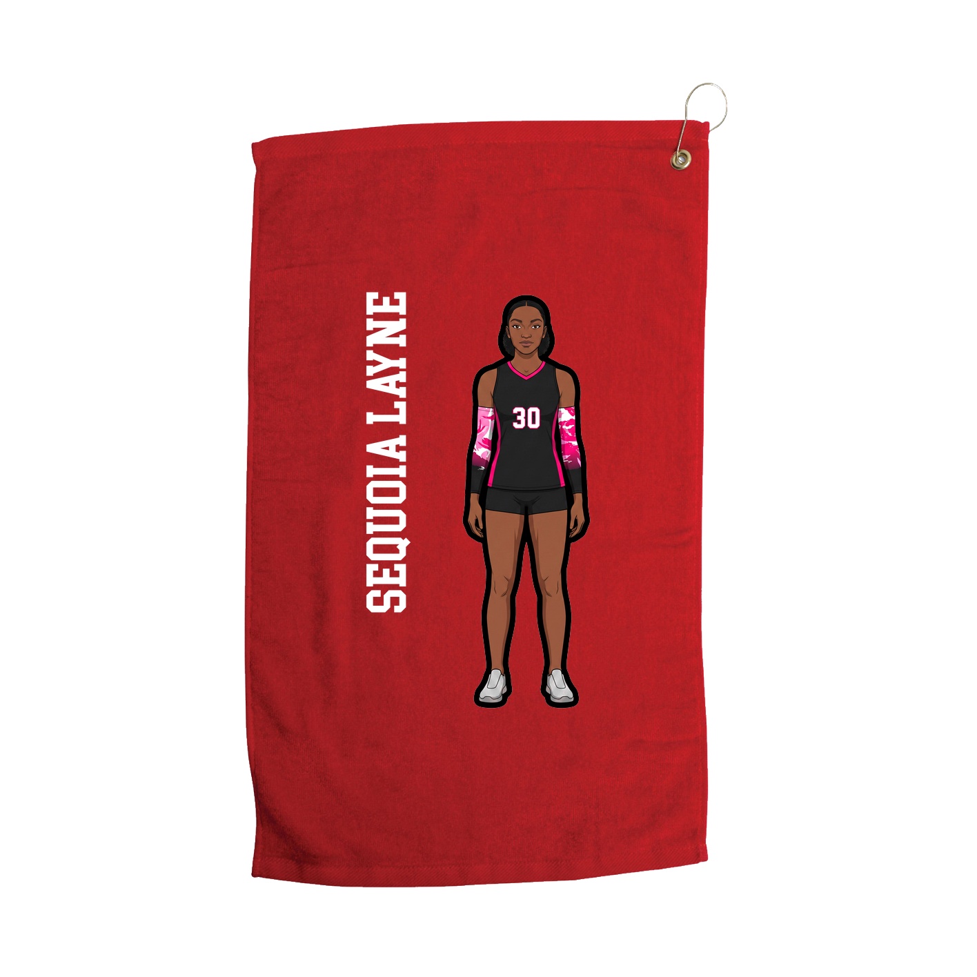 Golf Towel — Name Vertical in Red