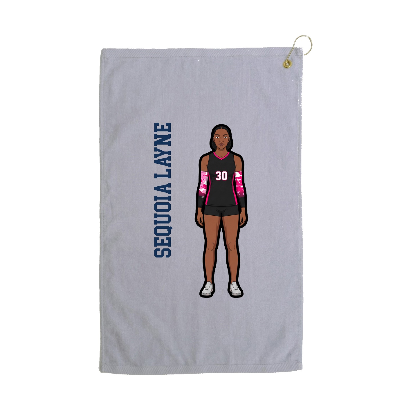 Golf Towel — Name Vertical in Grey