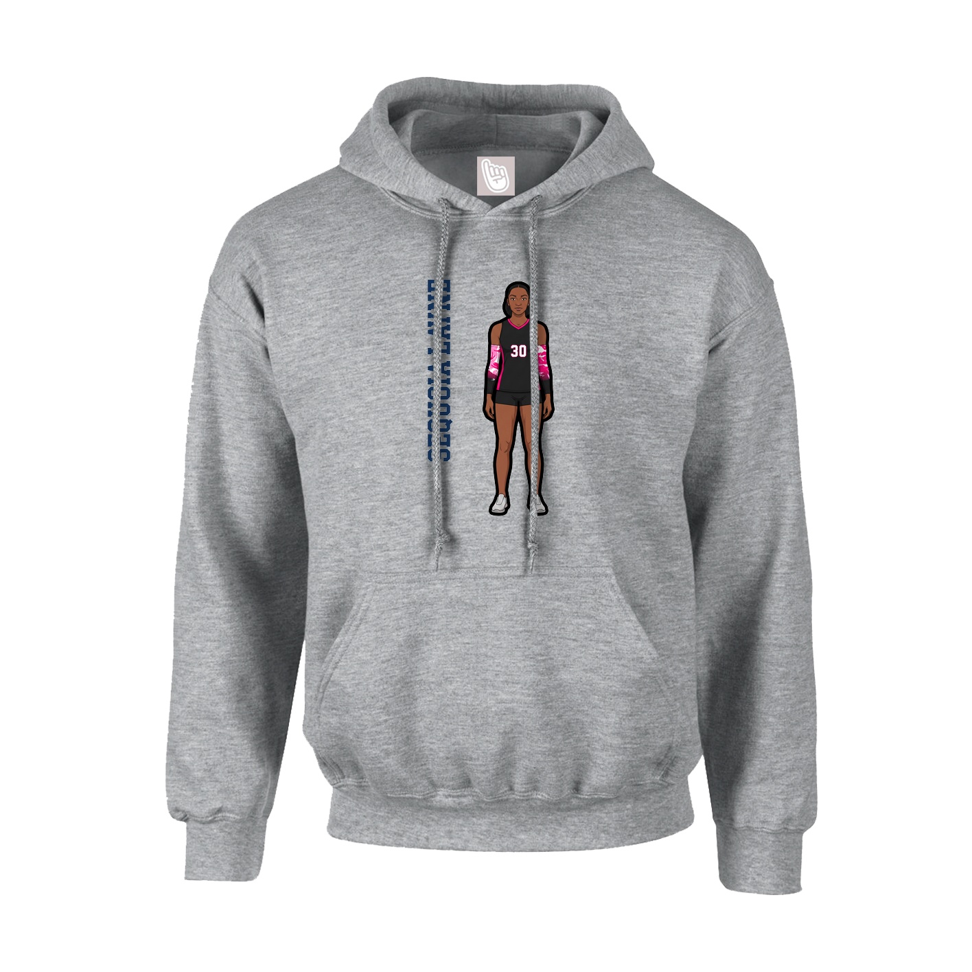 Hoodie — Name Vertical in Grey