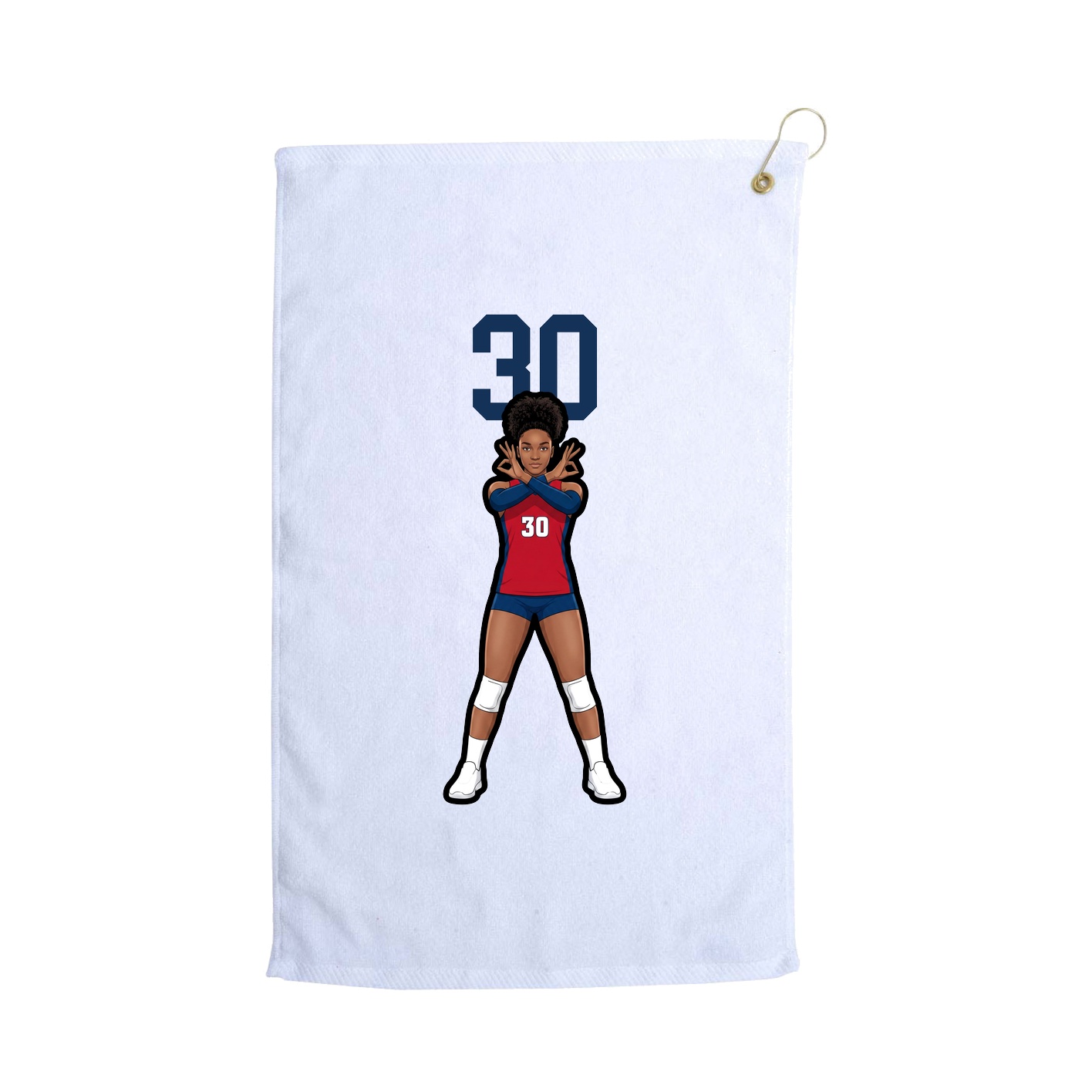 Golf Towel — Number Top in White