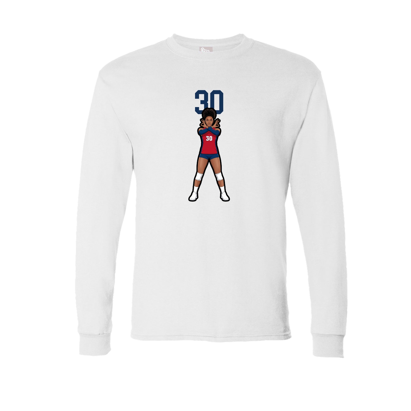 Long Sleeve Tee — Number Top in White