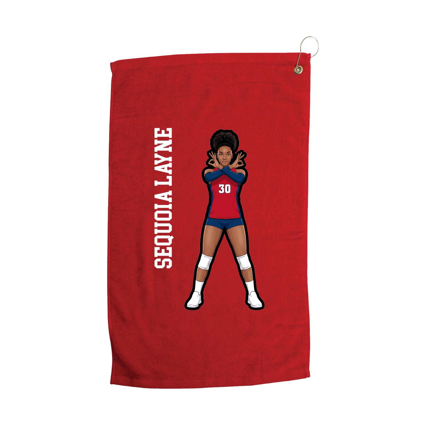 Golf Towel — Name Vertical in Red
