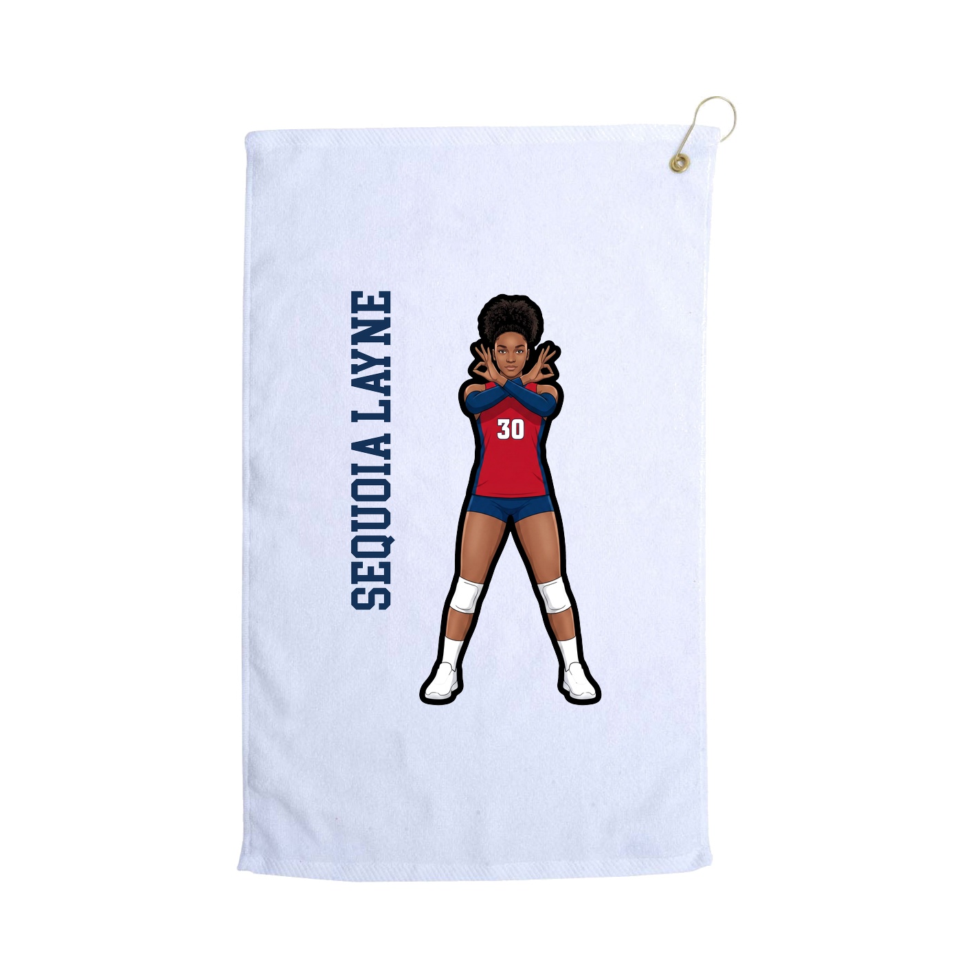 Golf Towel — Name Vertical in White