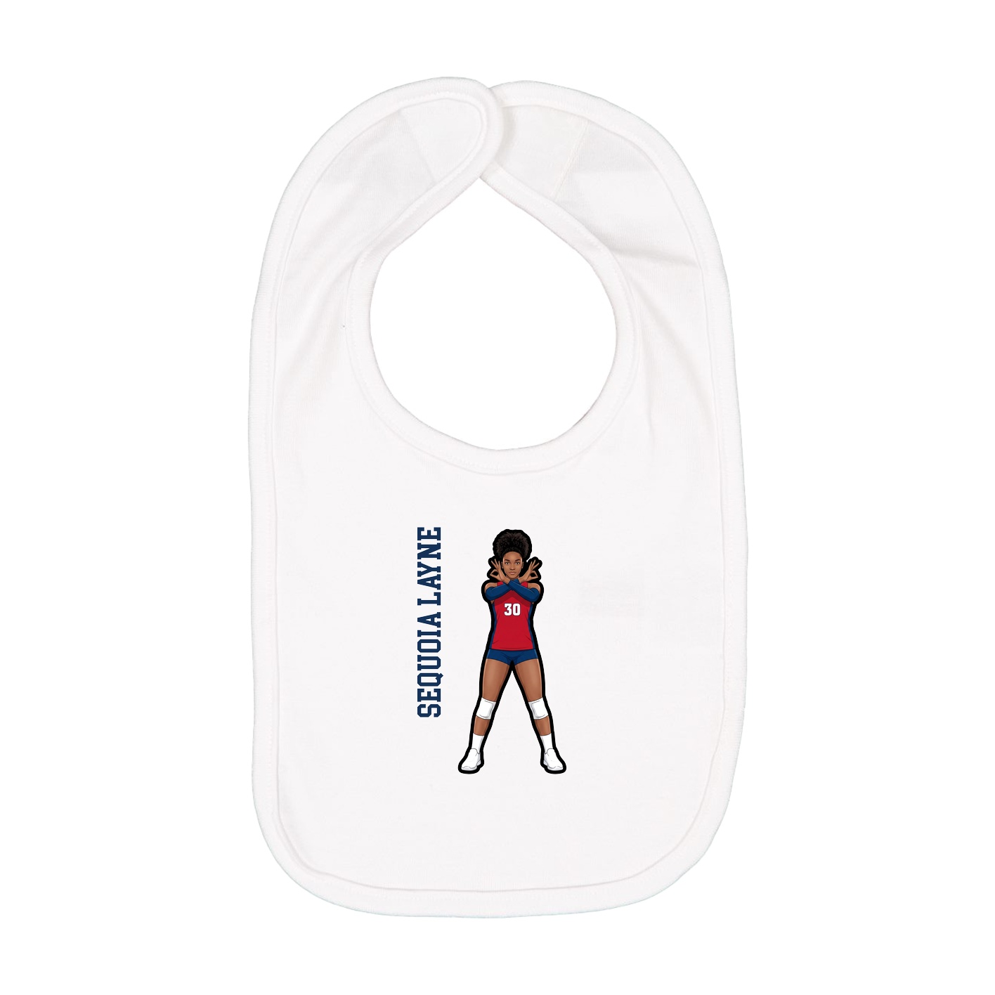 Infant Bib — Name Vertical in White
