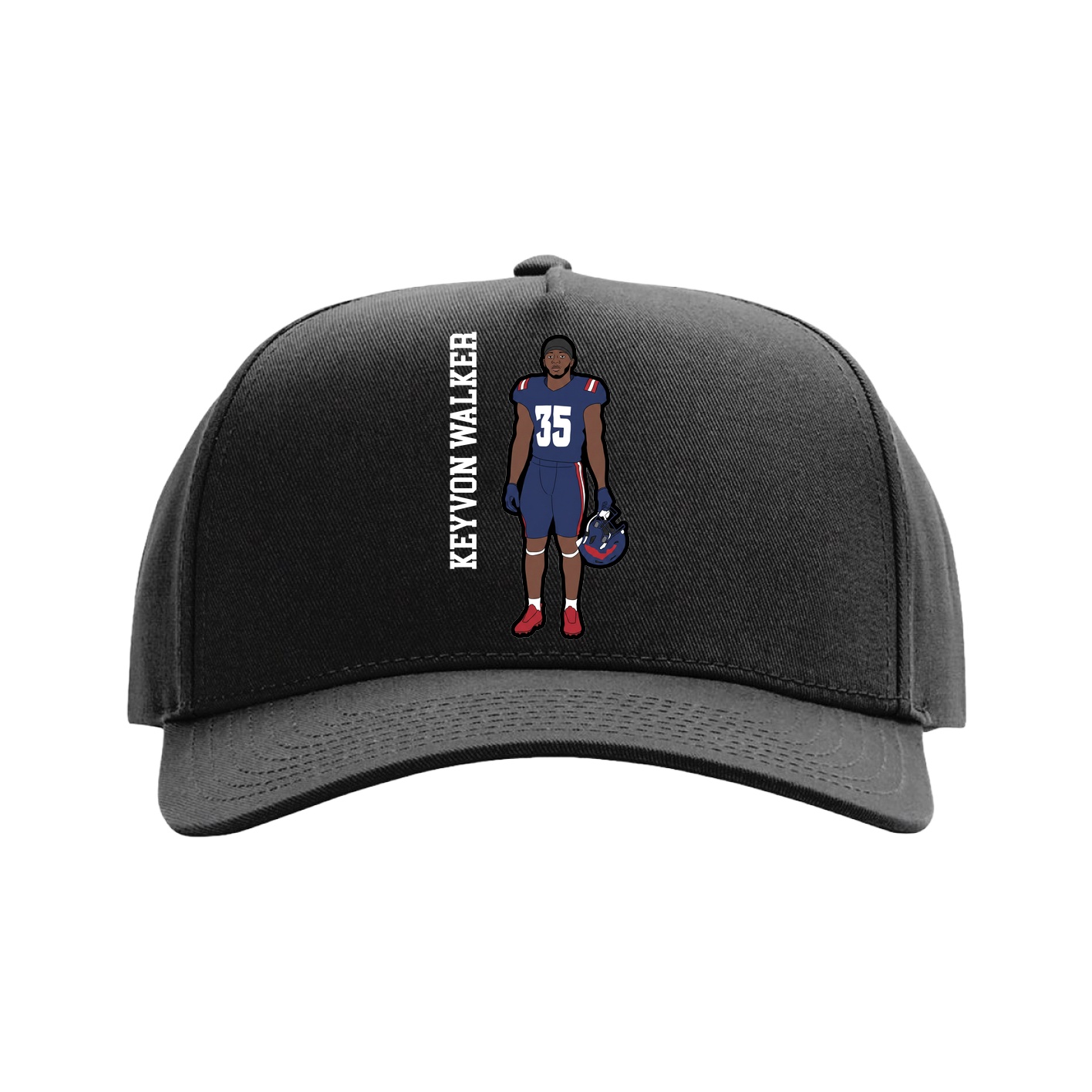 Full Fabric Five-Panel Champ Cap — Name Vertical in Black