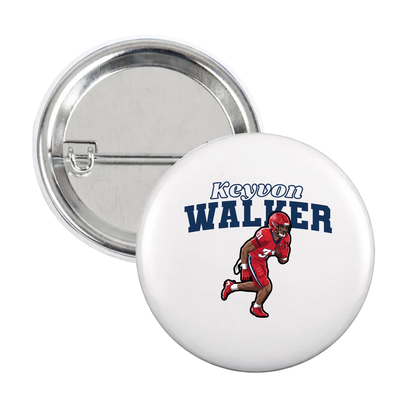 Game Day Button — Name Arch in White