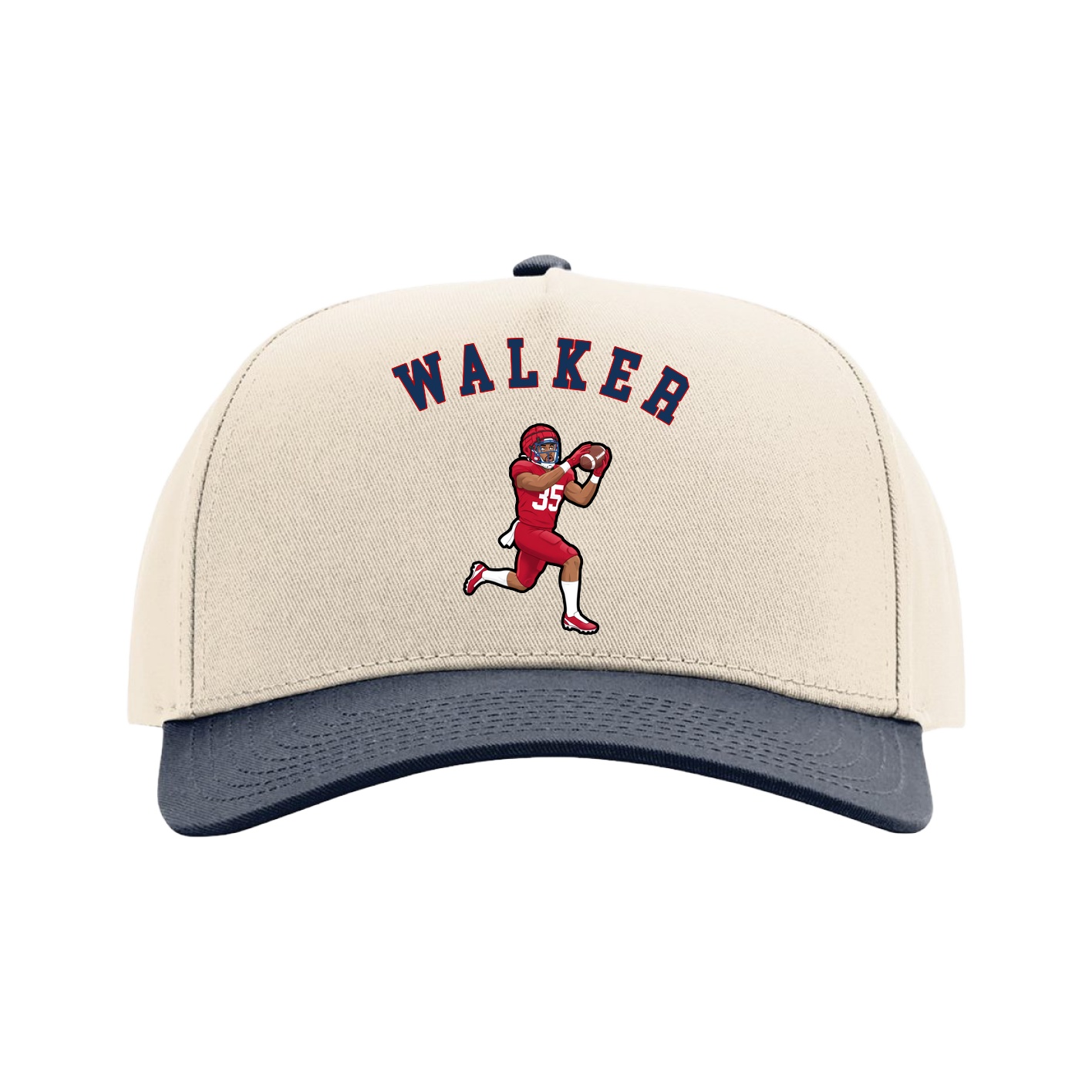 Full Fabric Five-Panel Champ Cap — Shirsey Arch in Cream/Navy