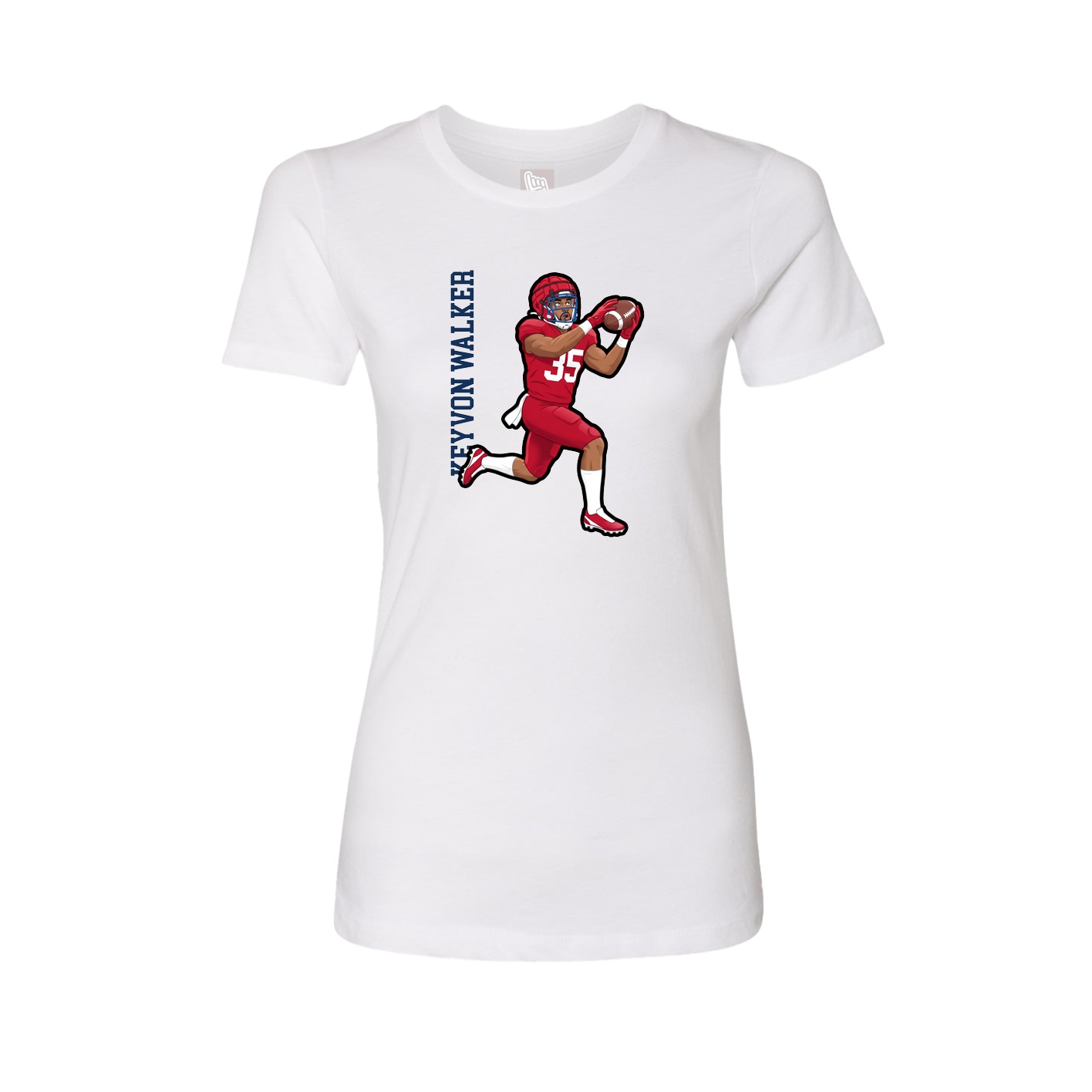 Womens Tee — Name Vertical in White