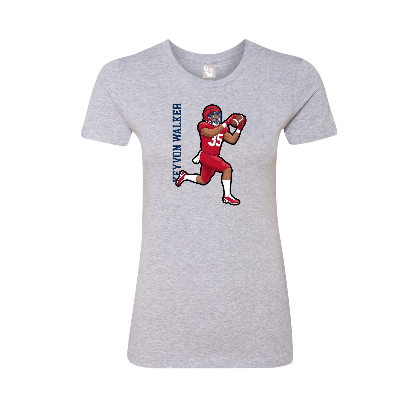 Fitted Women's Tee — Name Vertical in Grey