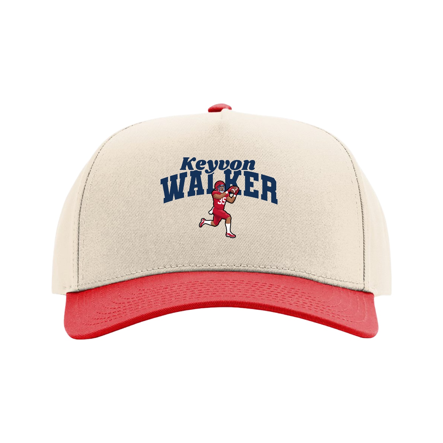 Full Fabric Five-Panel Champ Cap — Signature Arch in Cream/Red