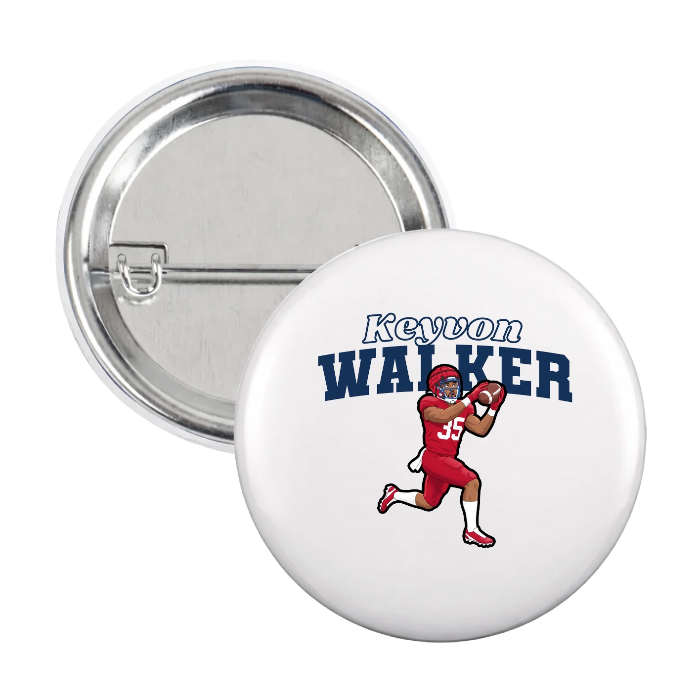 Game Day Button — Name Arch in White