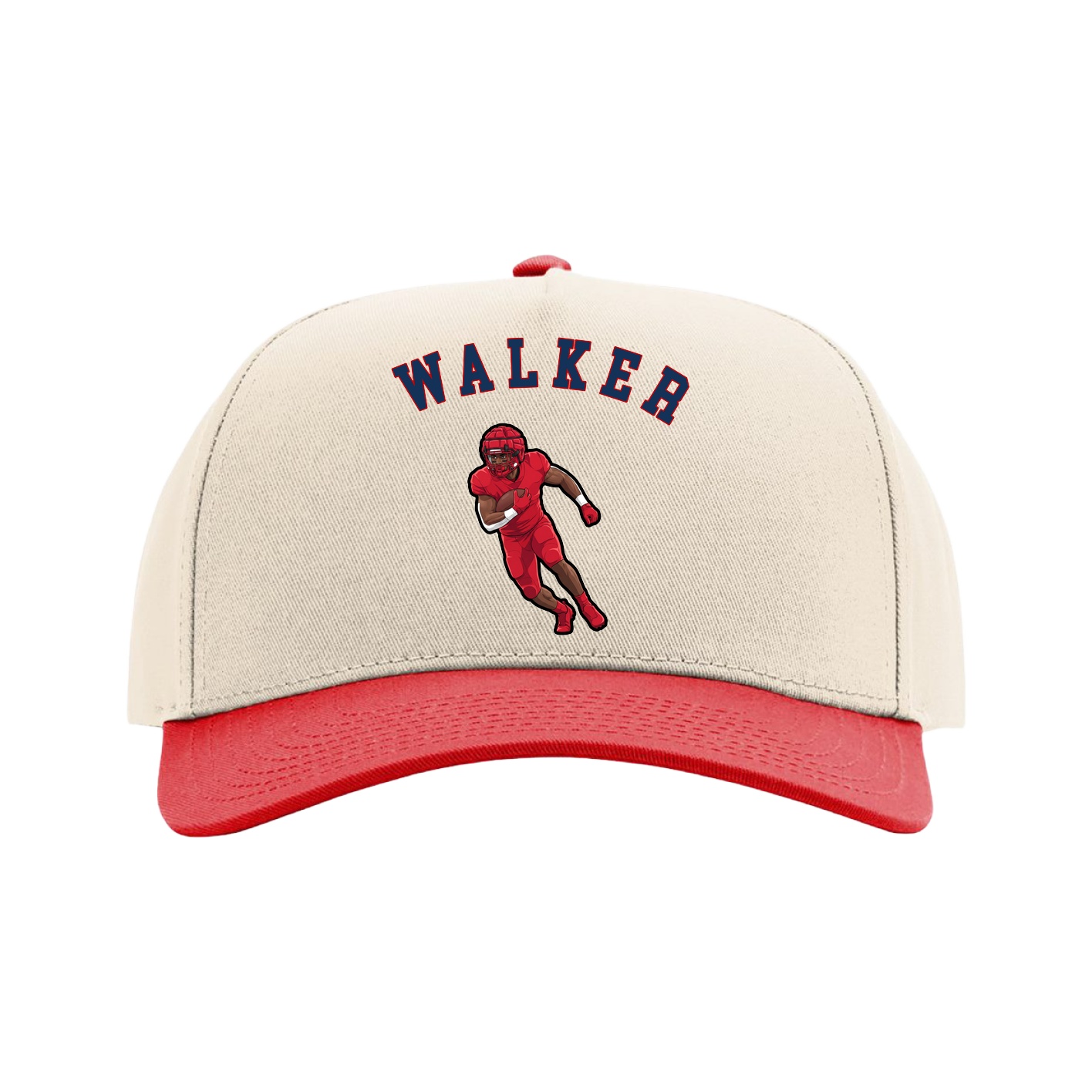 Full Fabric Five-Panel Champ Cap — Shirsey Arch in Cream/Red