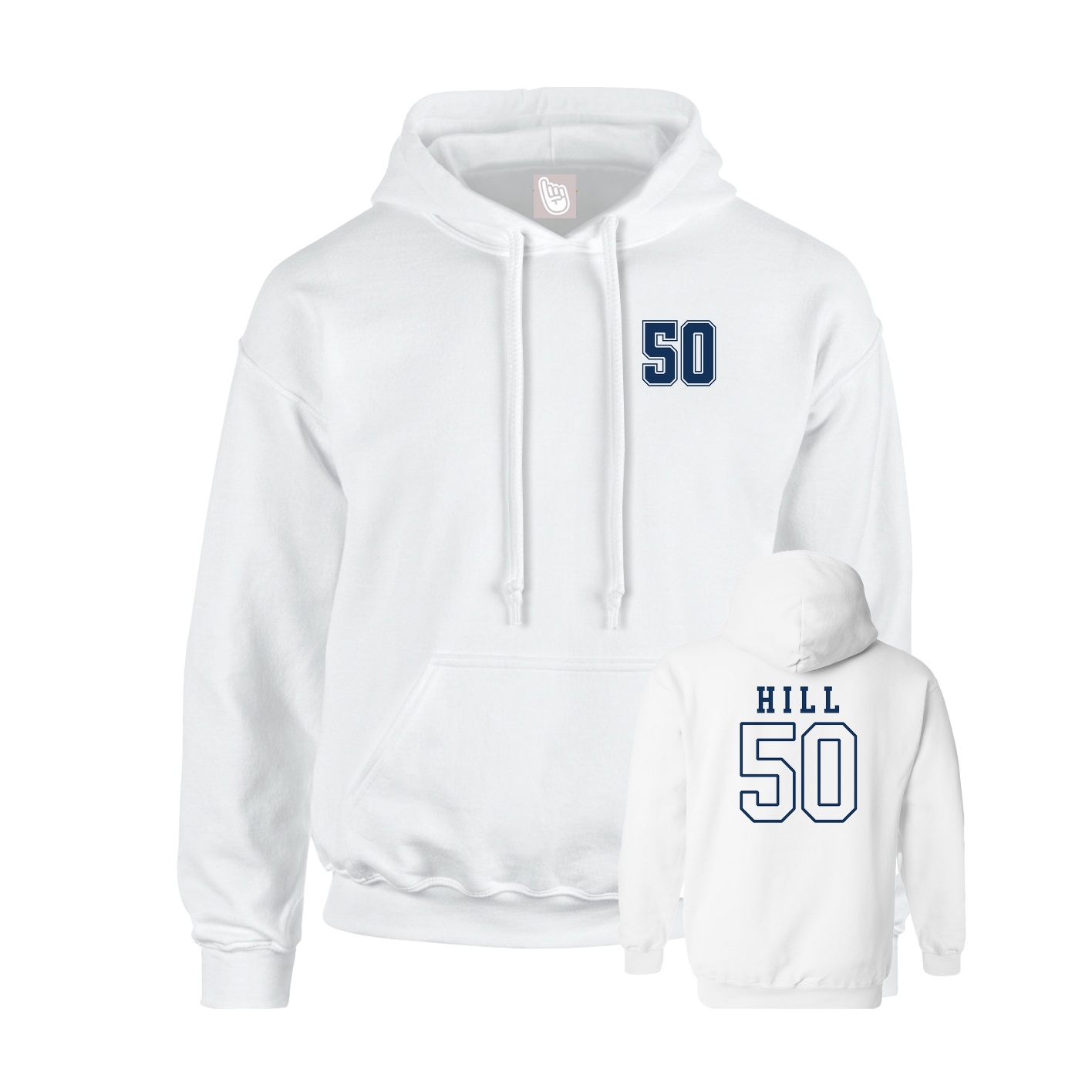 Youth Hoodie — Chest Back in White
