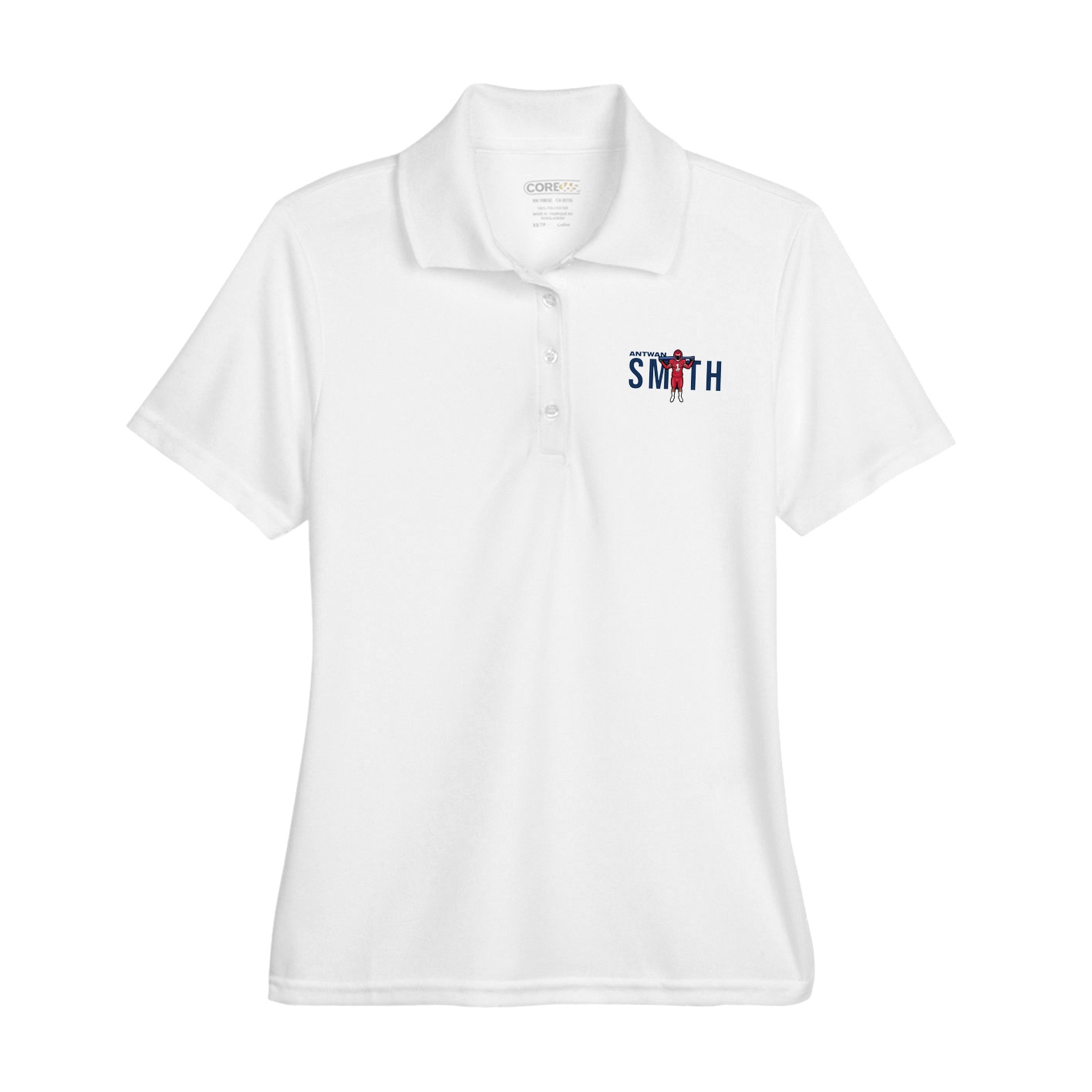 Womens Performance Polo — Player Name in White