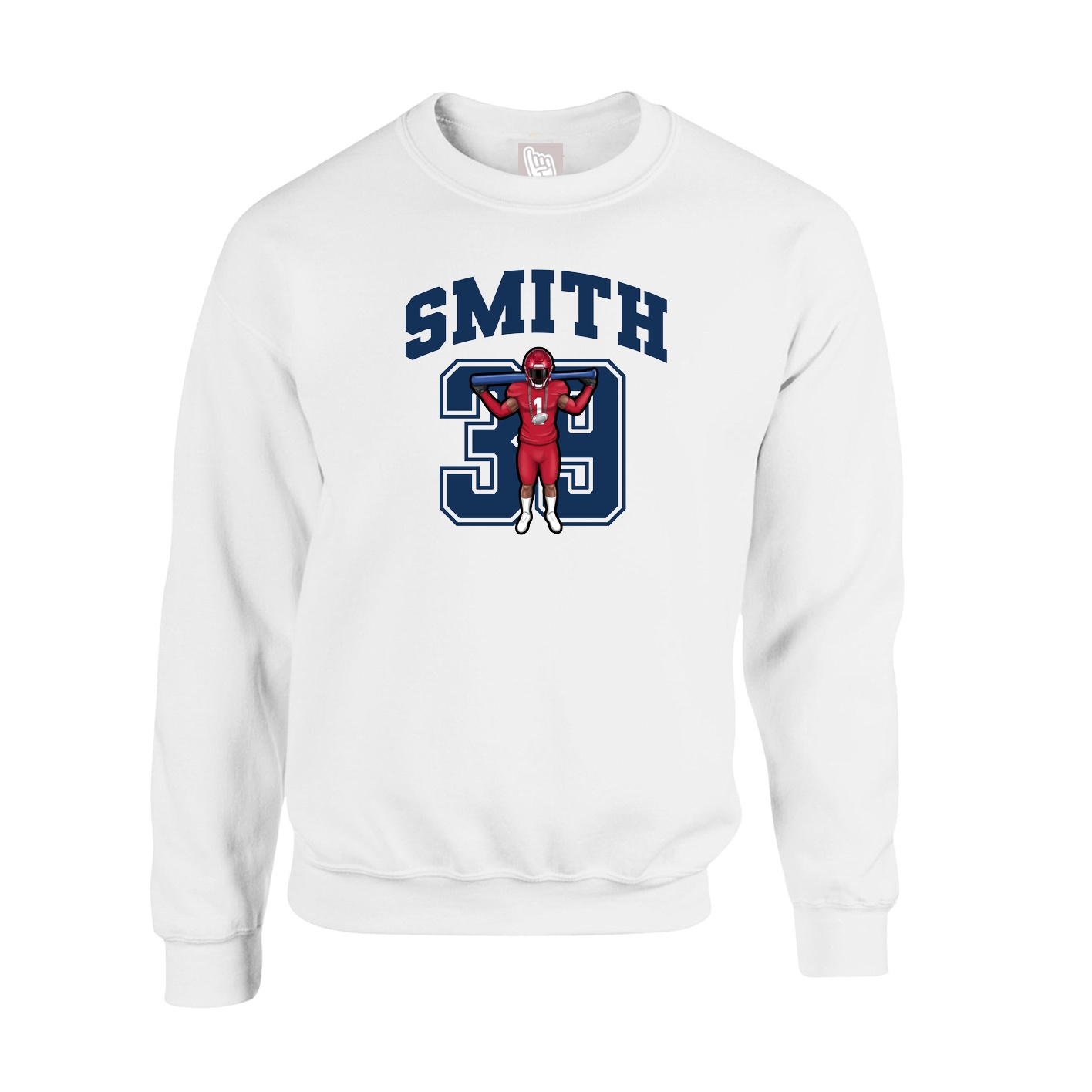 Fleece Crew — Number in White