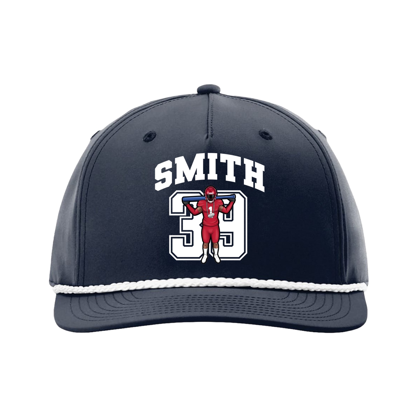 Five-Panel Classic Rope Cap — Number in Navy