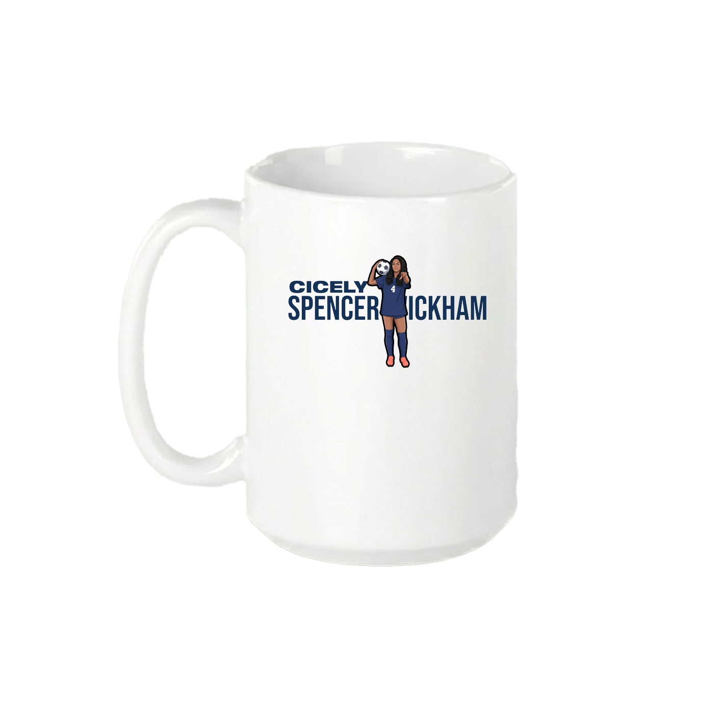 15oz Coffee Mug — Player Name in White