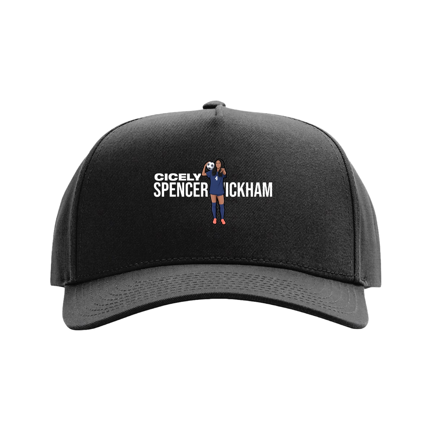 Full Fabric Five-Panel Champ Cap — Player Name in Black