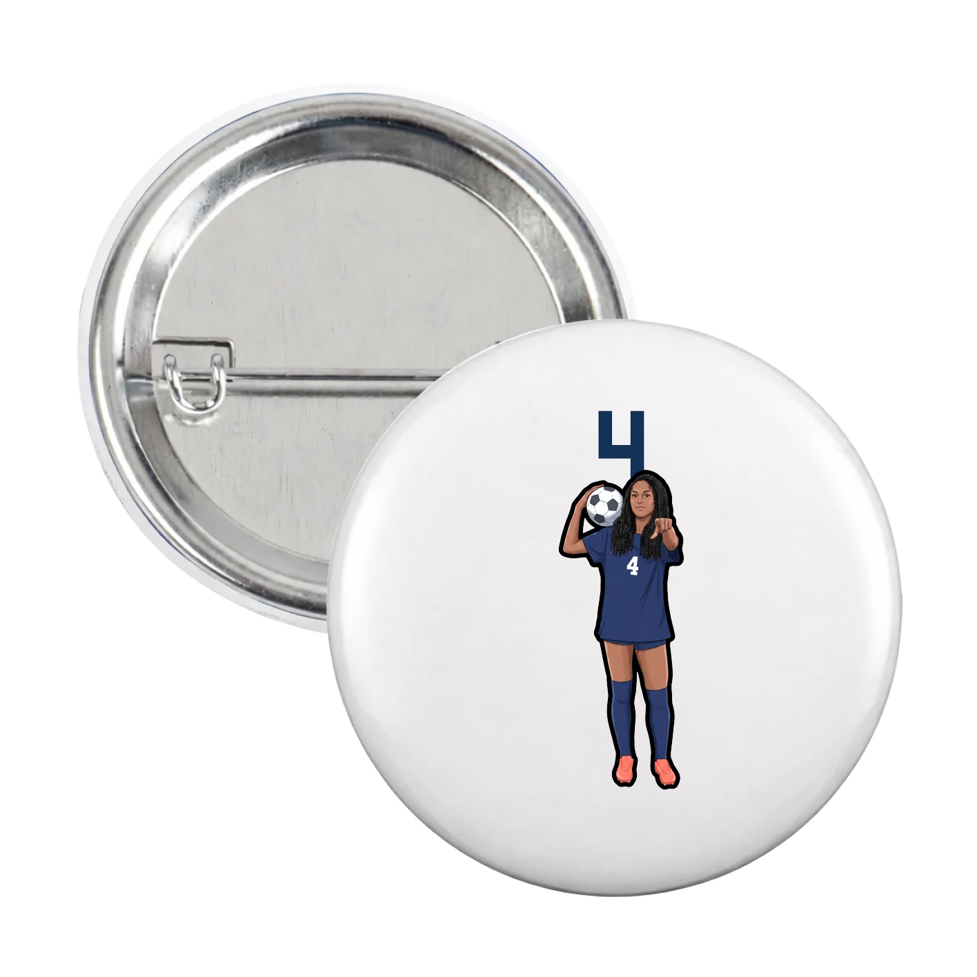 Game Day Button — Number Top in White