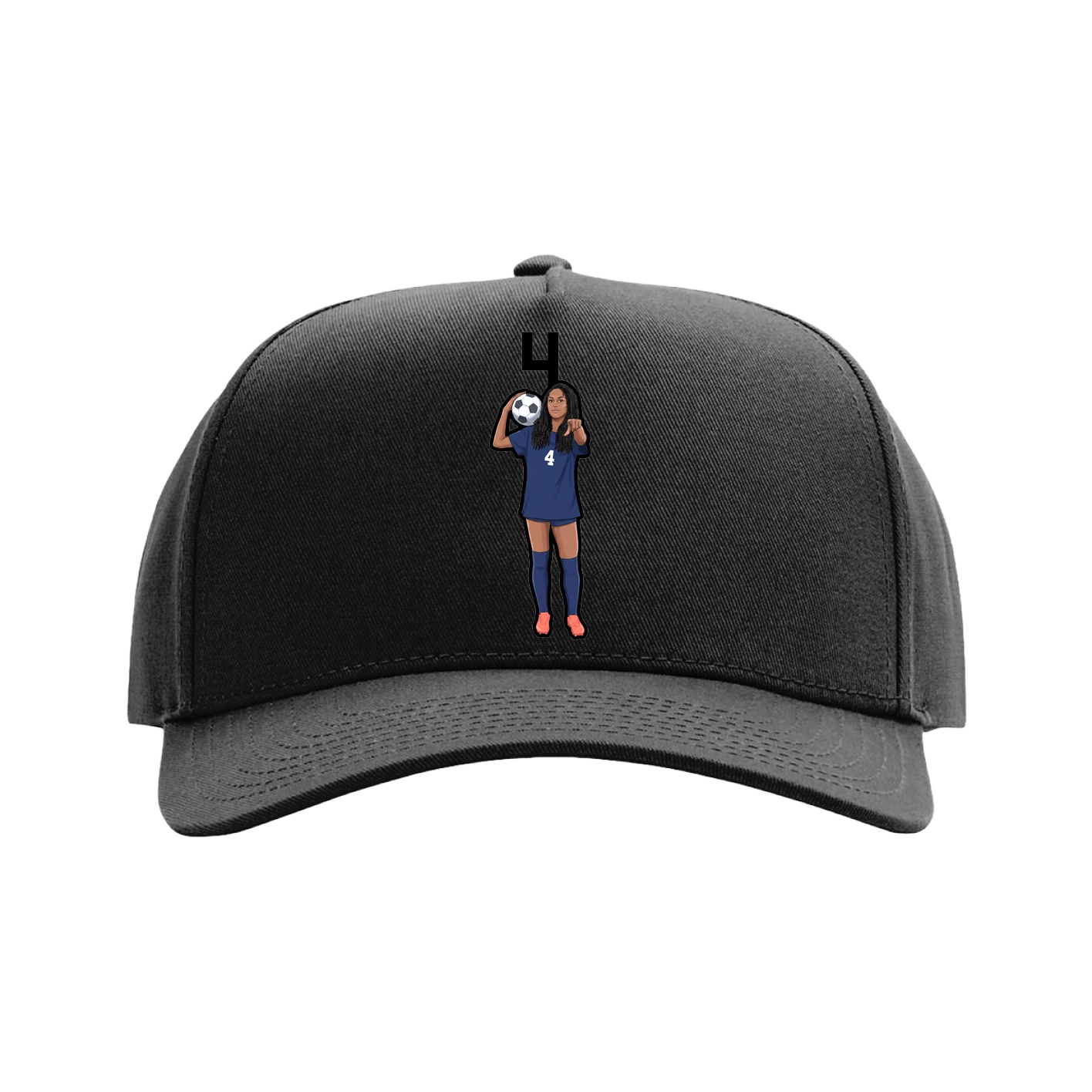 Full Fabric Five-Panel Champ Cap — Number Top in Black