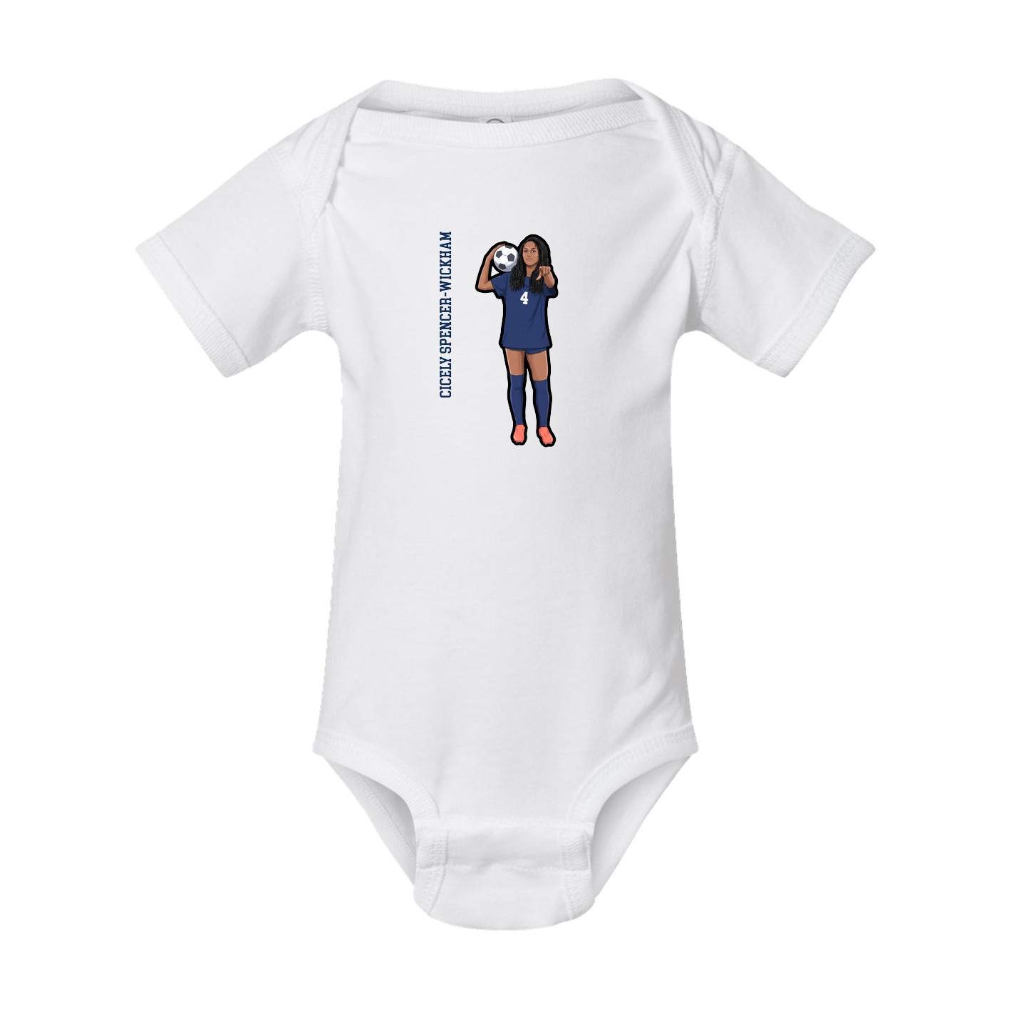 Baby Onesie — Name Vertical in White