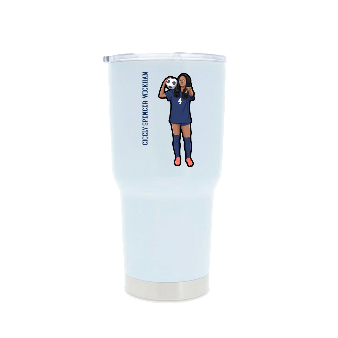 30oz Stainless Steel Tumbler — Name Vertical in White