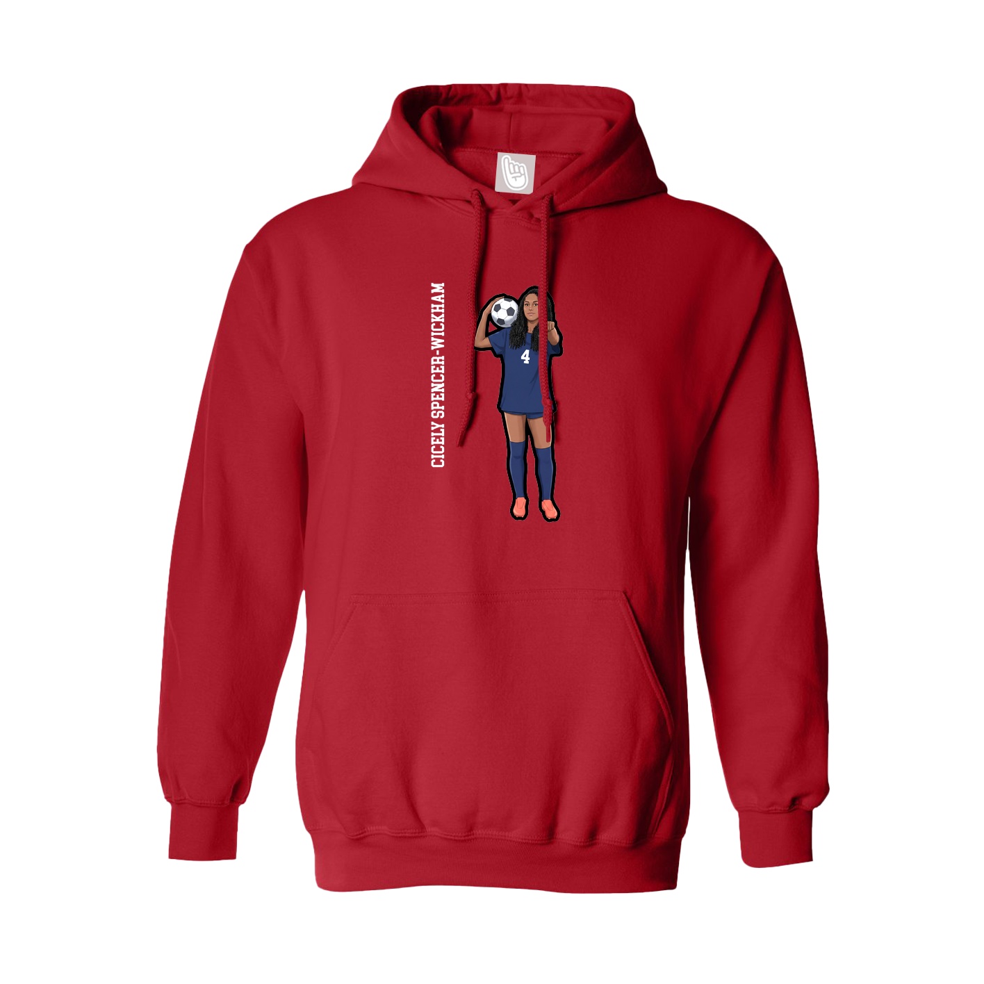 Hoodie — Name Vertical in Red