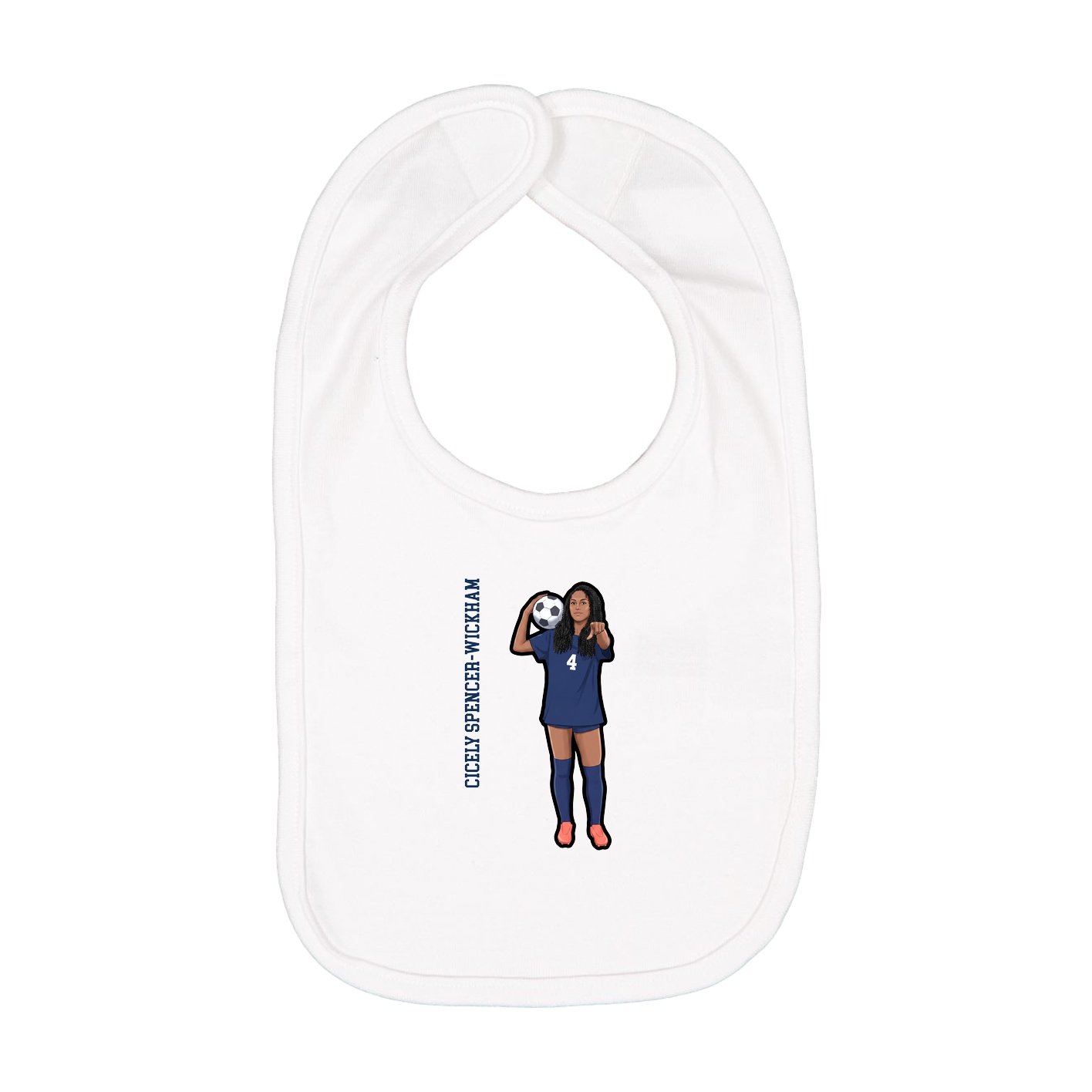 Infant Bib — Name Vertical in White
