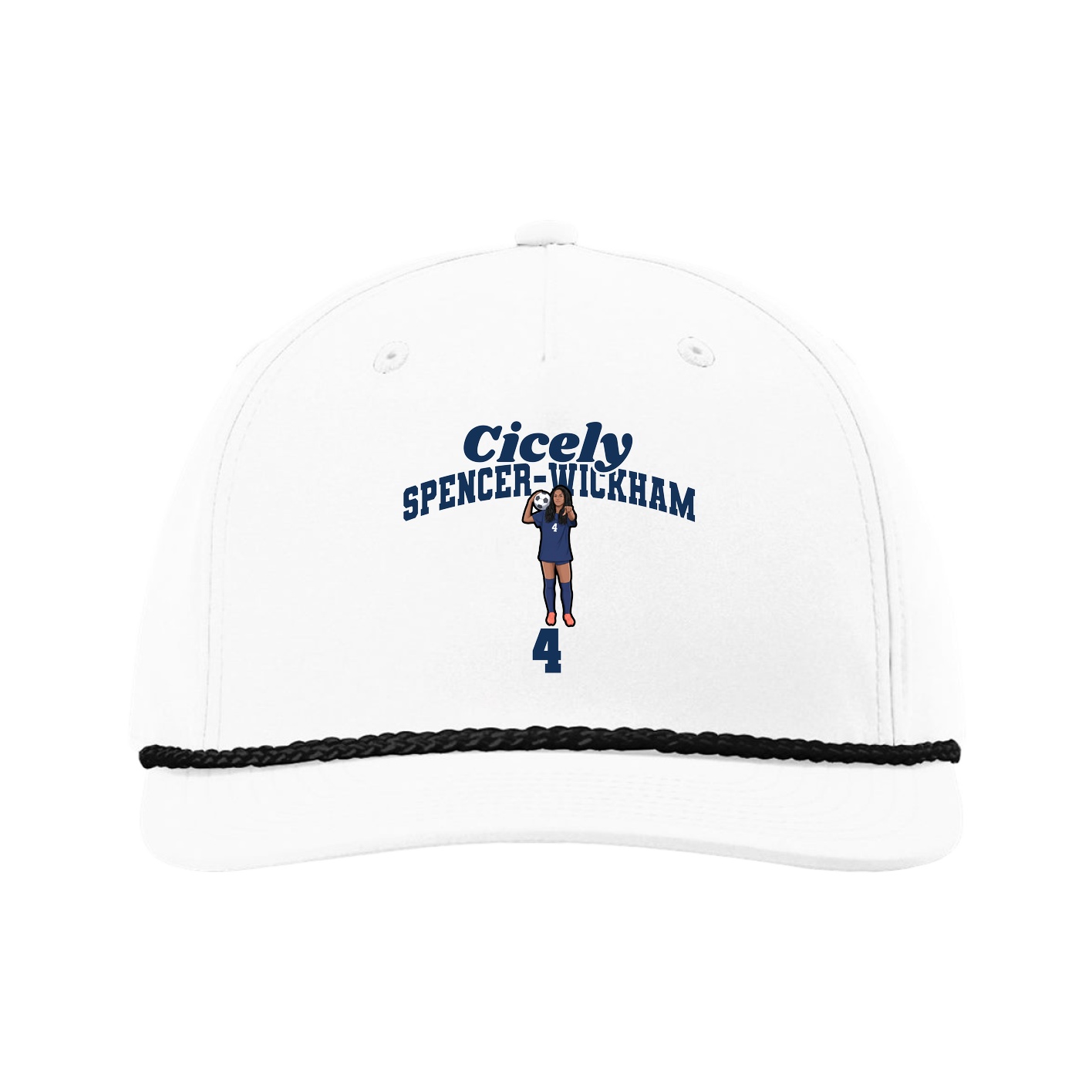 Five-Panel Classic Rope Cap — Signature Arch in White