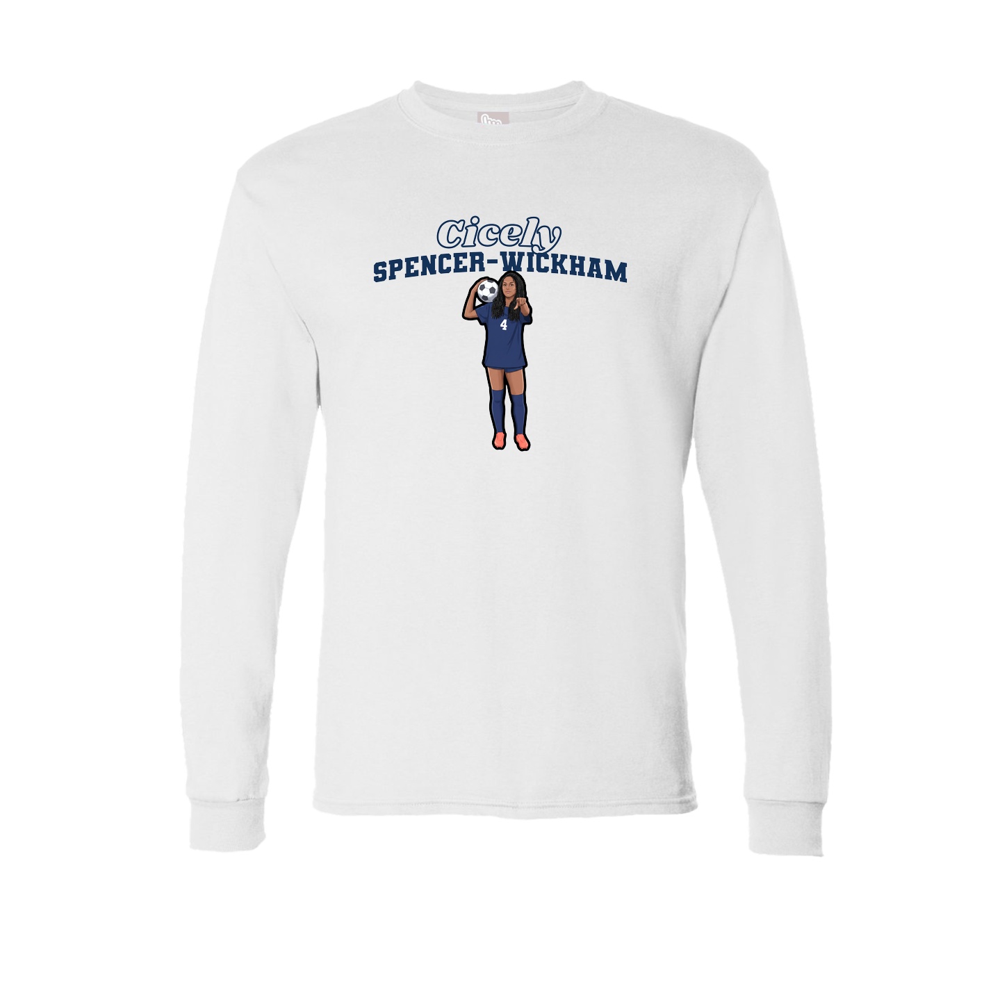 Long Sleeve Tee — Name Arch in White