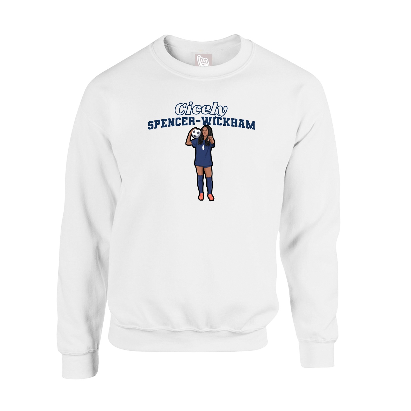 Fleece Crew — Name Arch in White