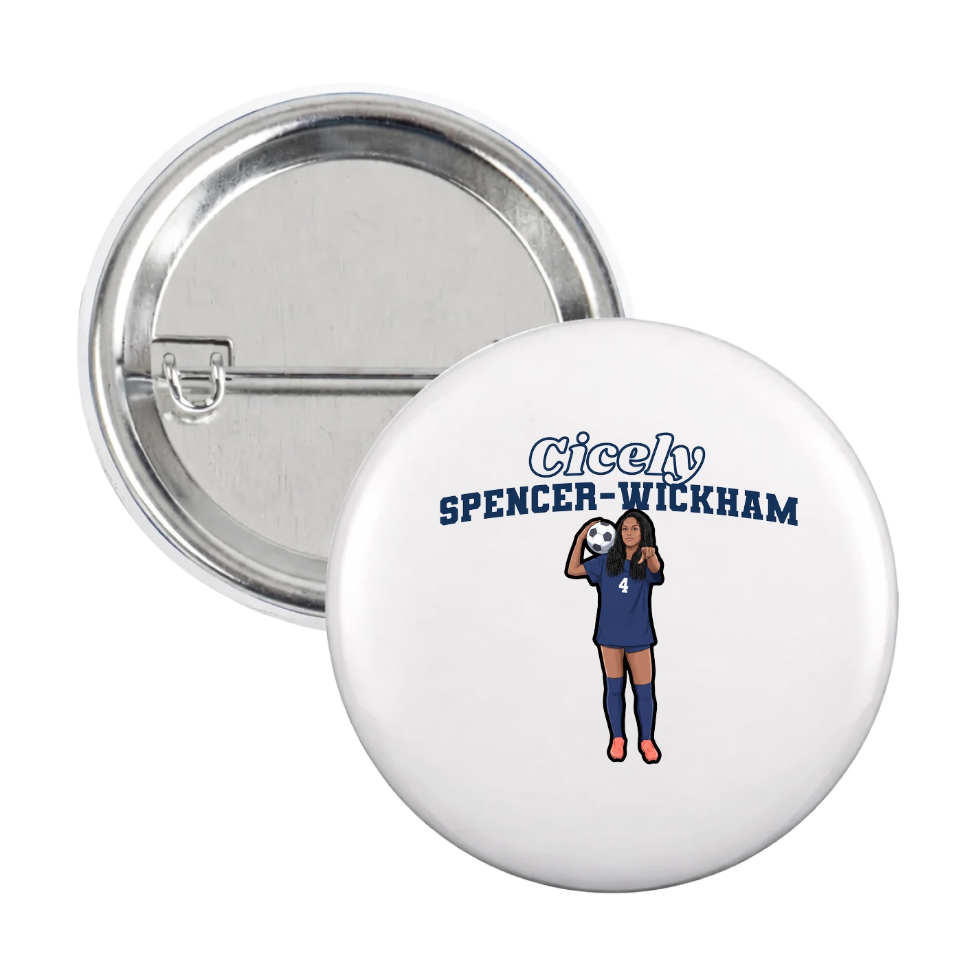Game Day Button — Name Arch in White