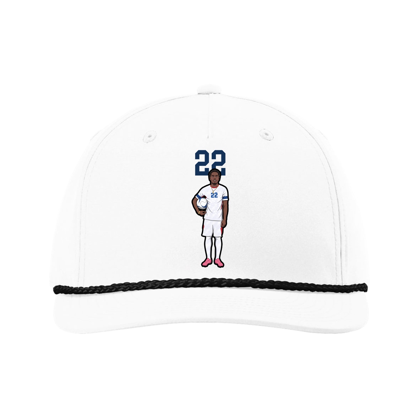 Five-Panel Classic Rope Cap — Number Top in White