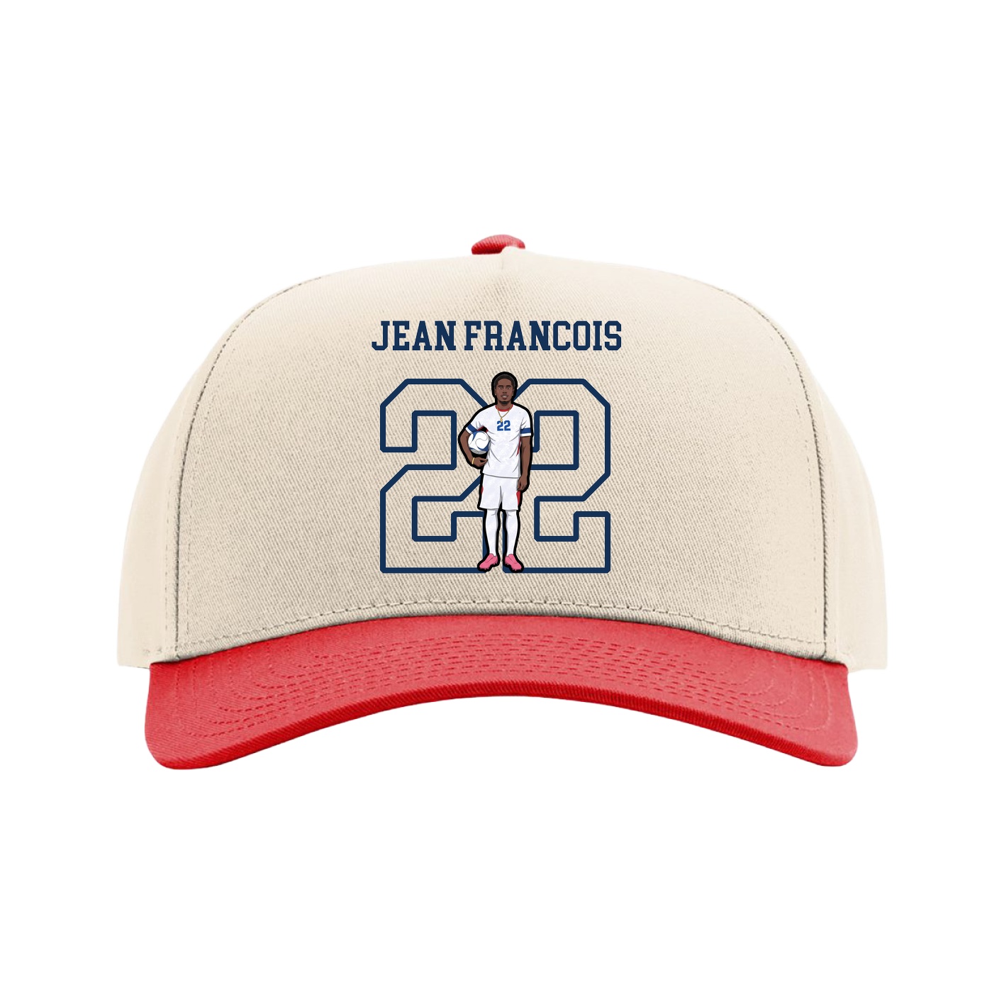 Full Fabric Five-Panel Champ Cap — Shirsey in Cream/Red