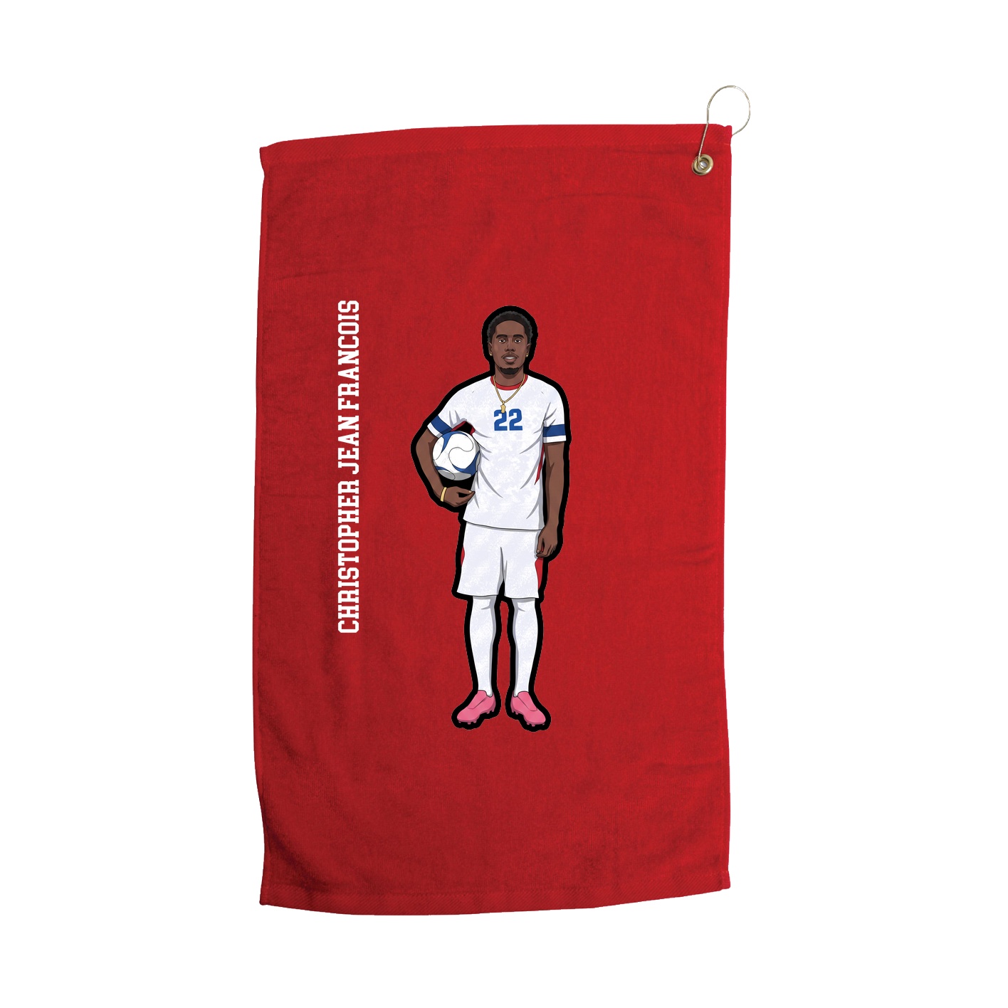 Golf Towel — Name Vertical in Red