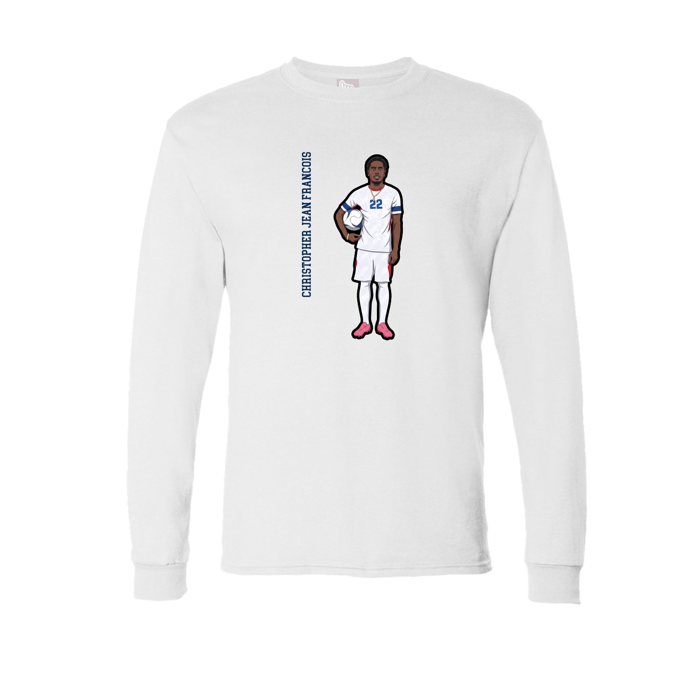 Long Sleeve Tee — Name Vertical in White