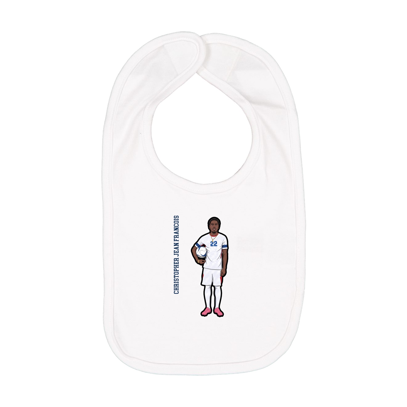 Infant Bib — Name Vertical in White