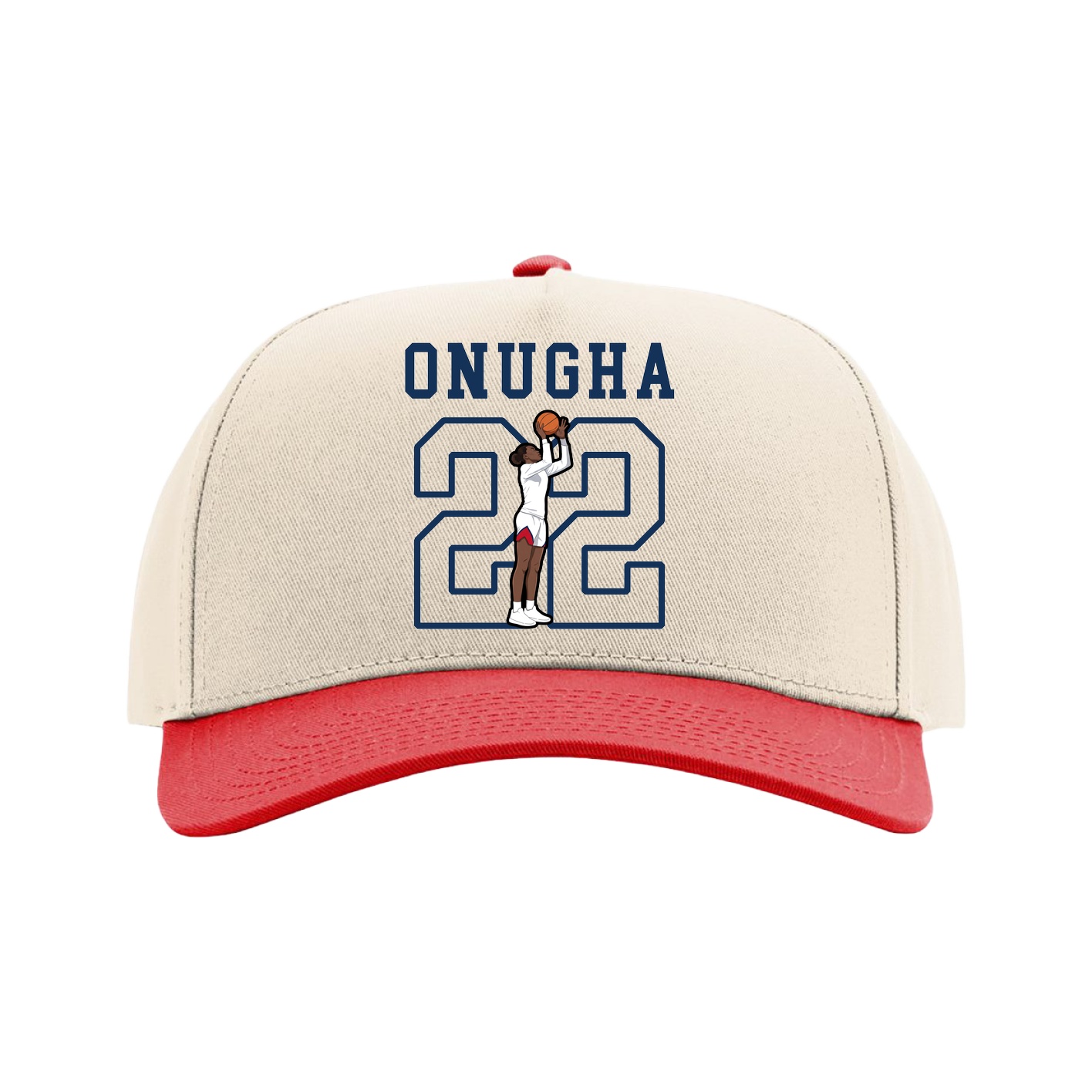 Full Fabric Five-Panel Champ Cap — Shirsey in Cream/Red