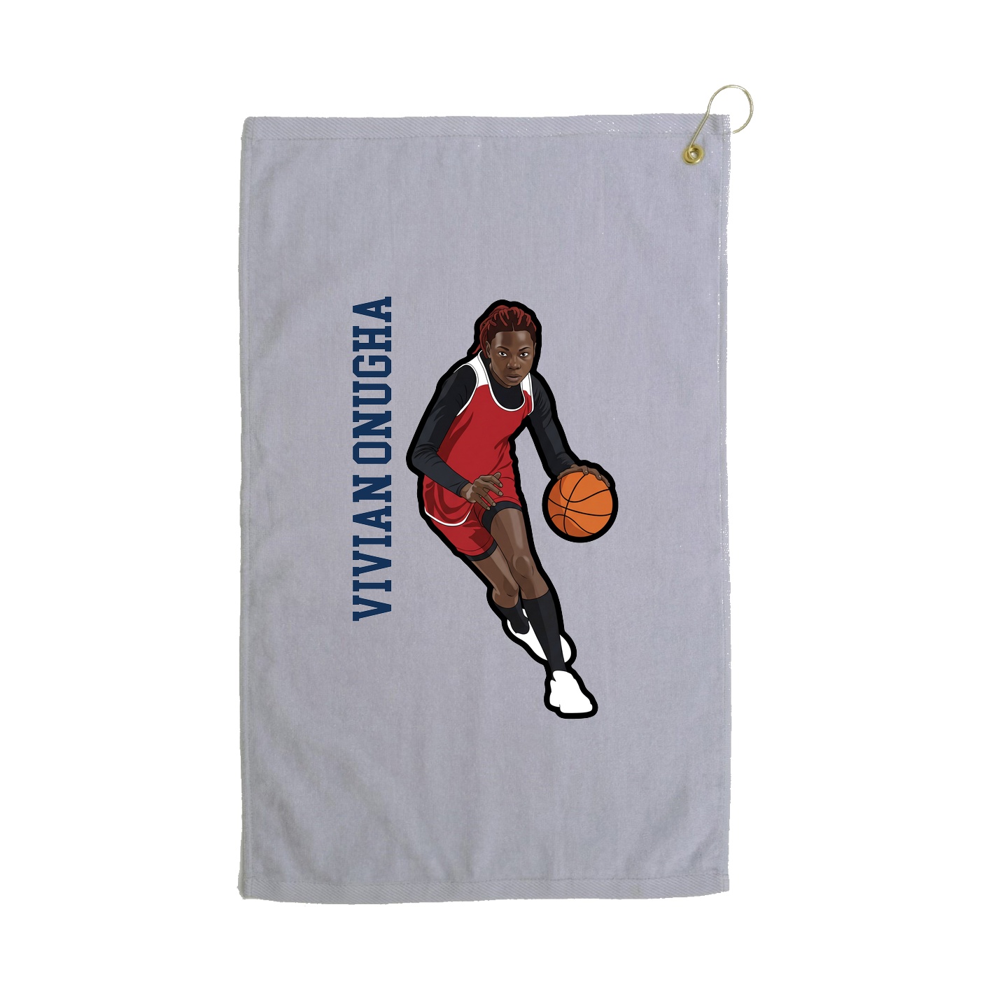Golf Towel — Name Vertical in Grey