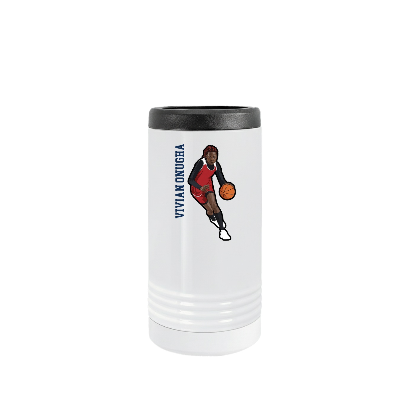 Slim Beverage Holder — Name Vertical in White