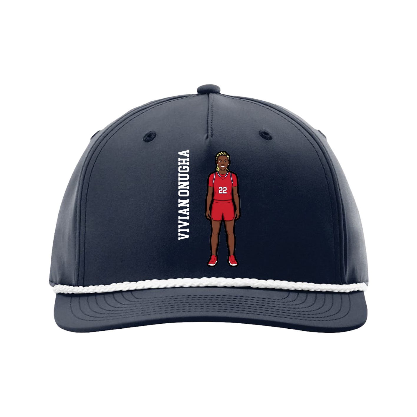 Five-Panel Classic Rope Cap — Name Vertical in Navy