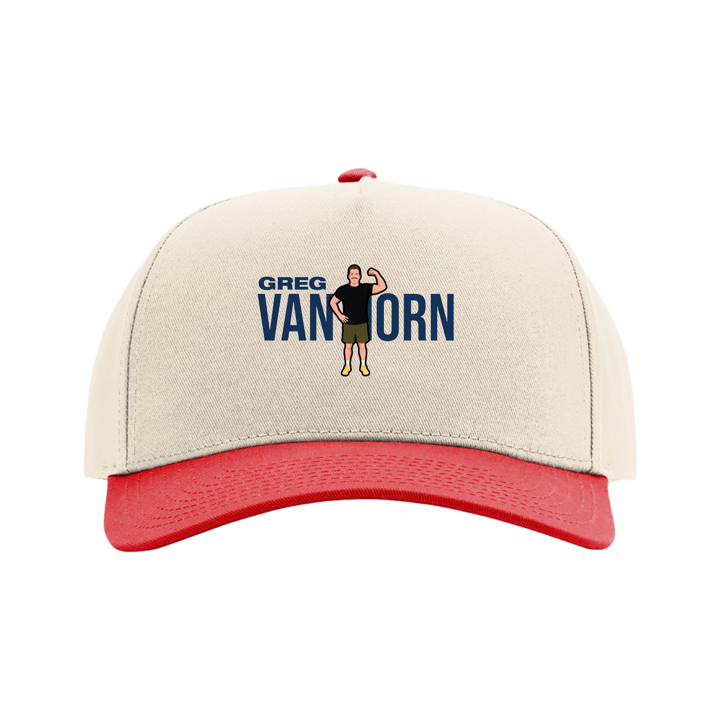 Full Fabric Five-Panel Champ Cap — Player Name in Cream/Red