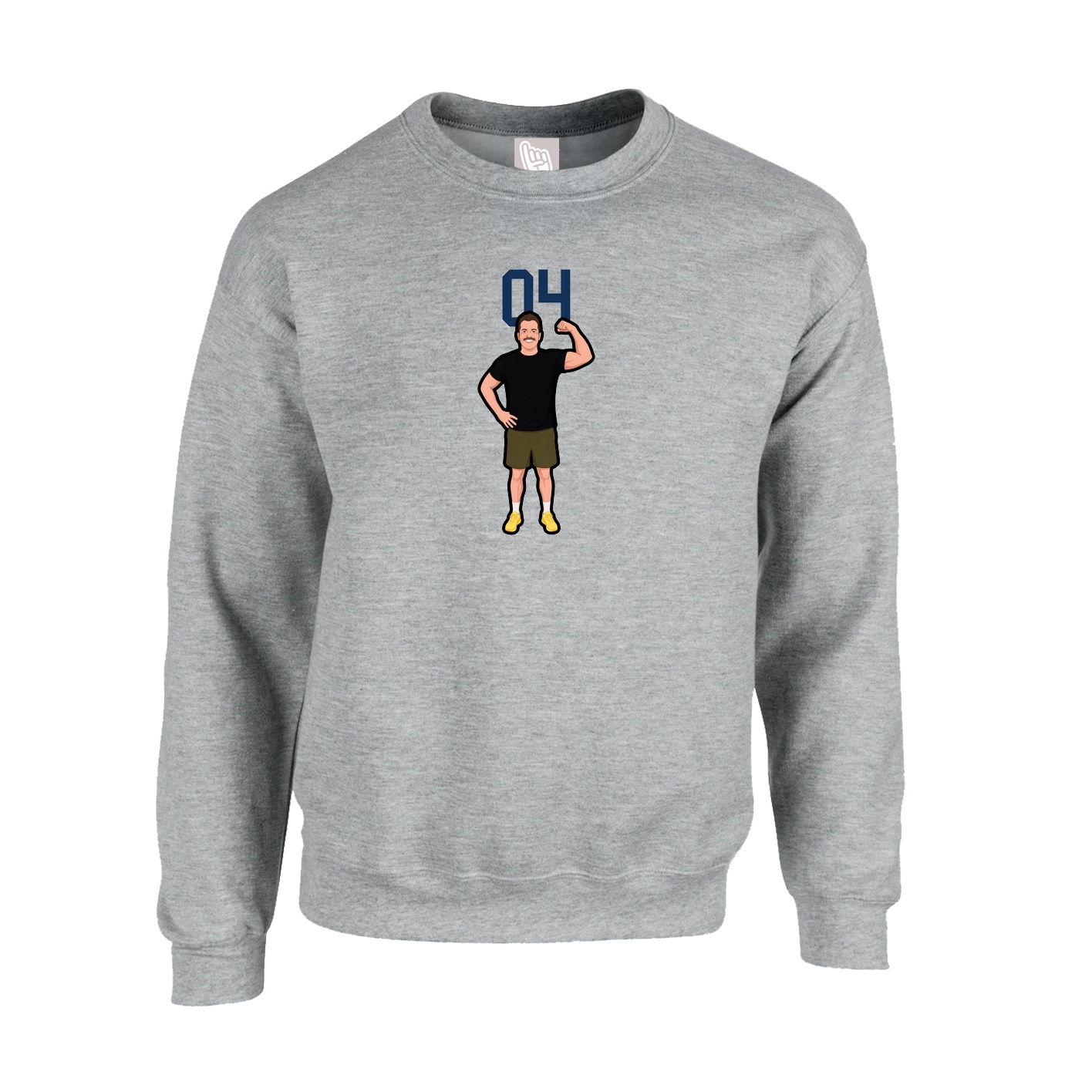 Fleece Crew — Number Top in Grey