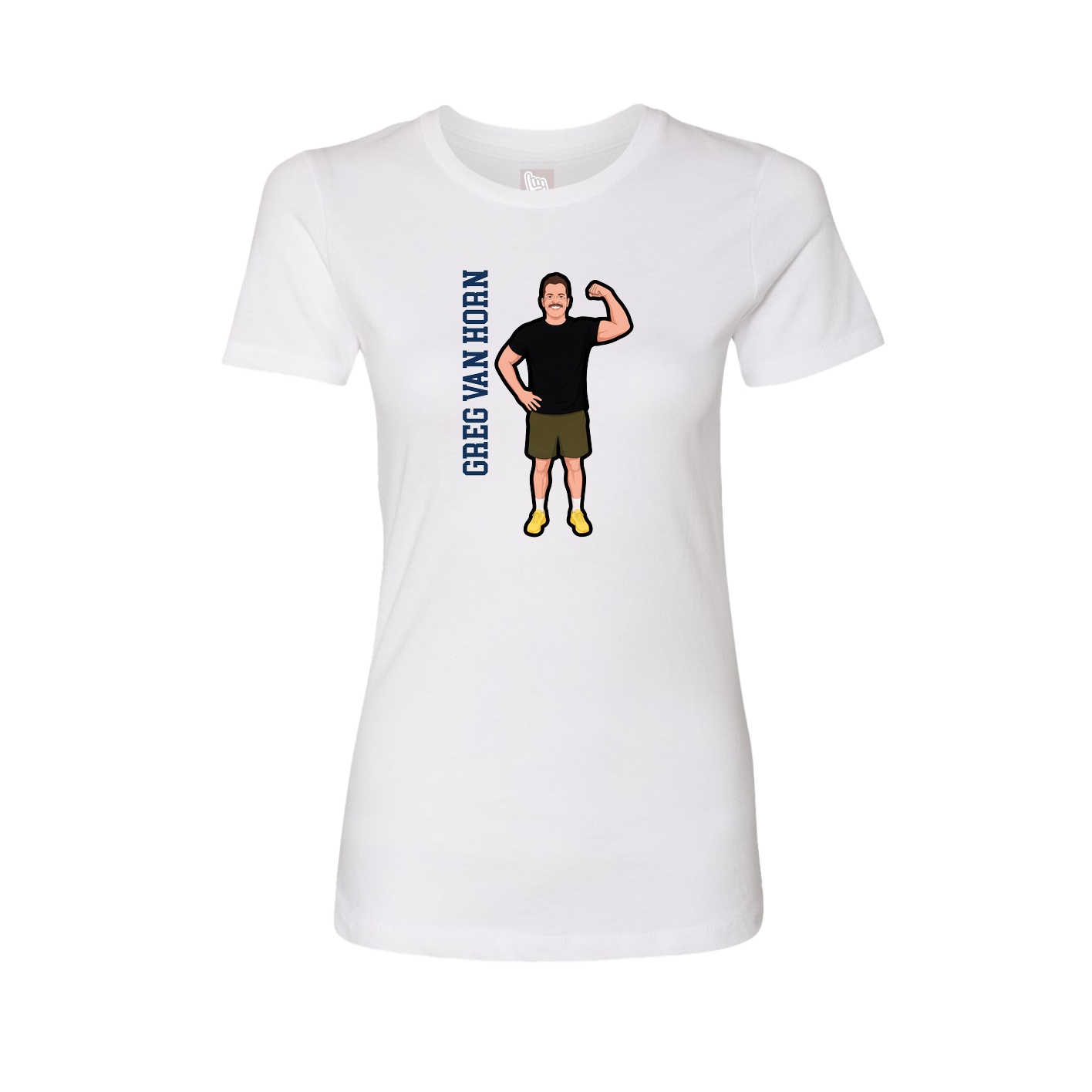 Fitted Women's Tee — Name Vertical in White