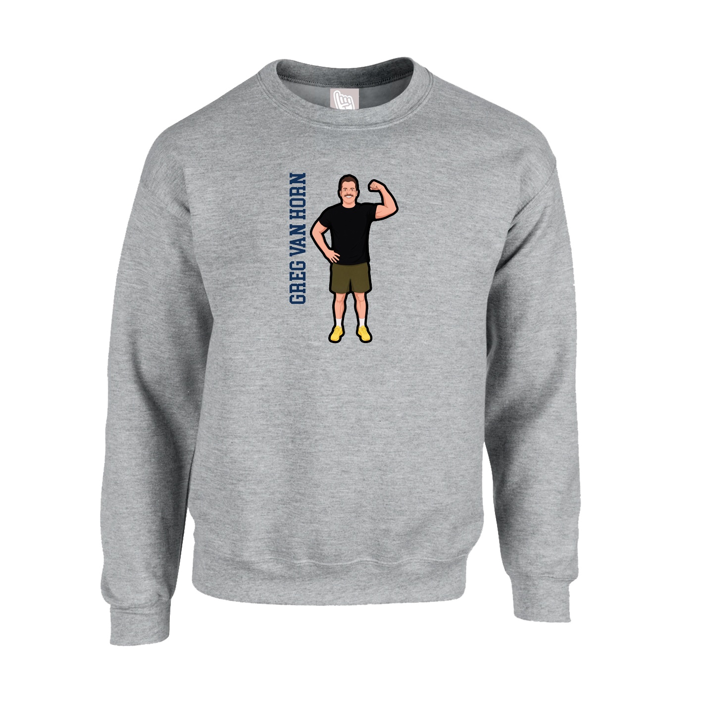 Fleece Crew — Name Vertical in Grey