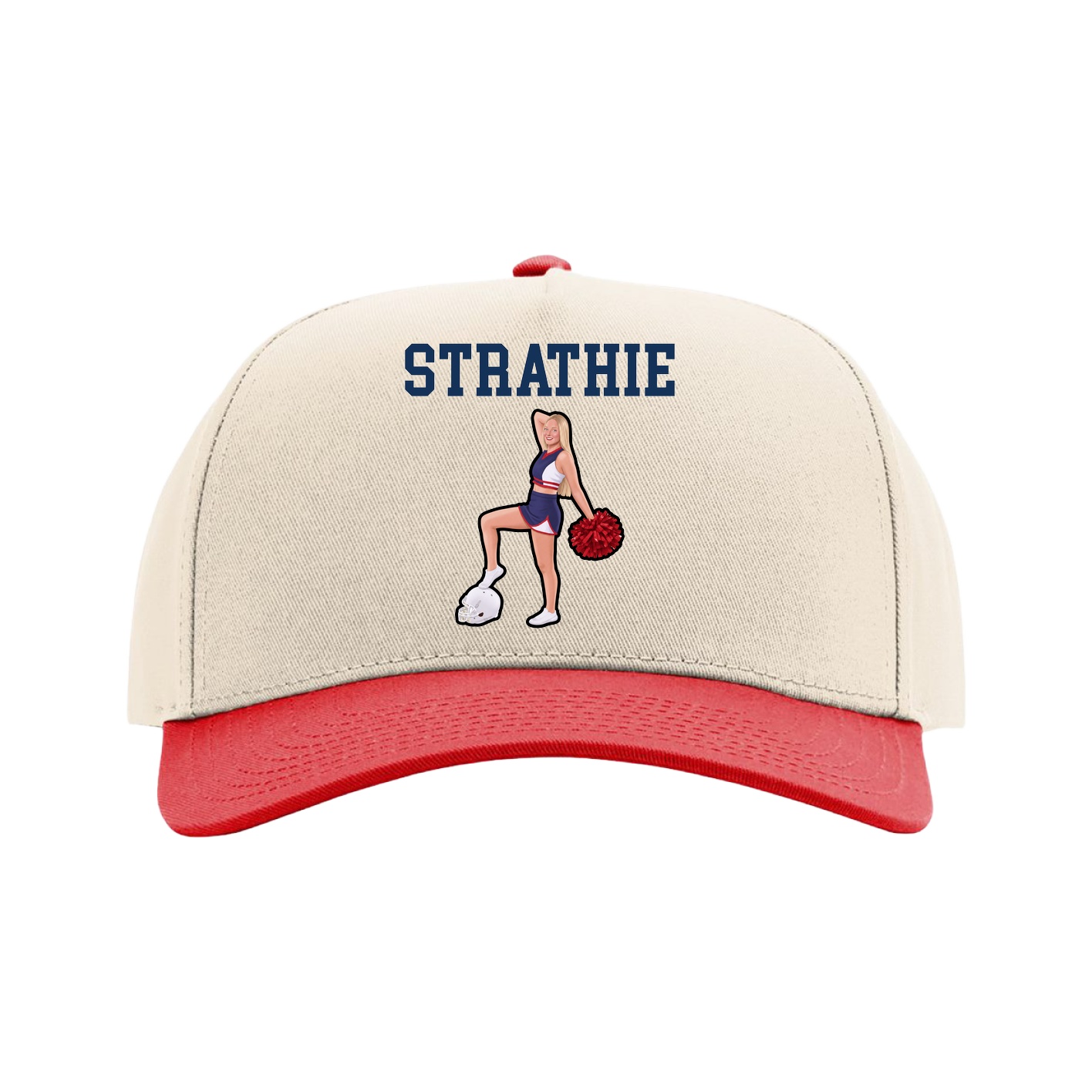 Full Fabric Five-Panel Champ Cap — Shirsey in Cream/Red