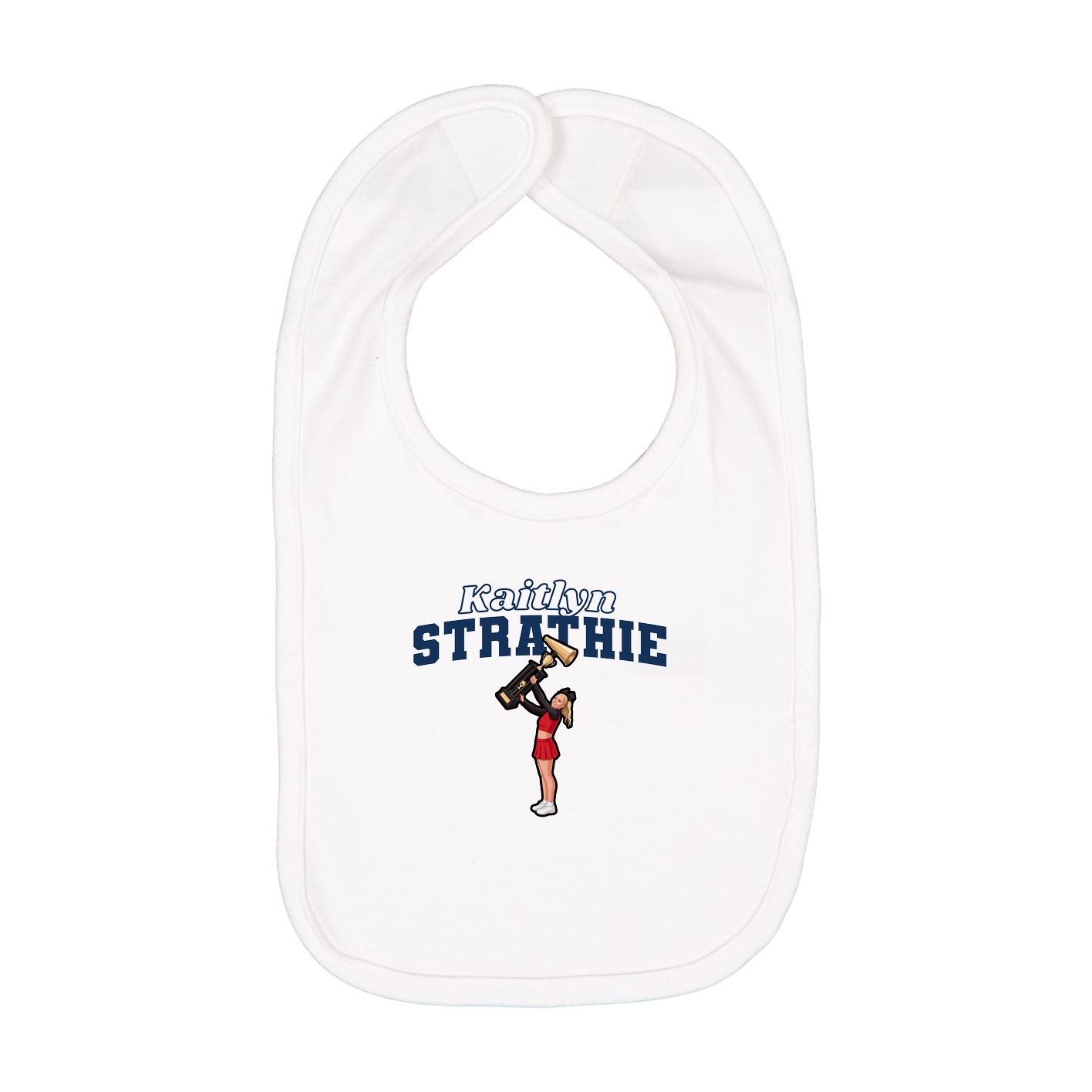 Infant Bib — Name Arch in White