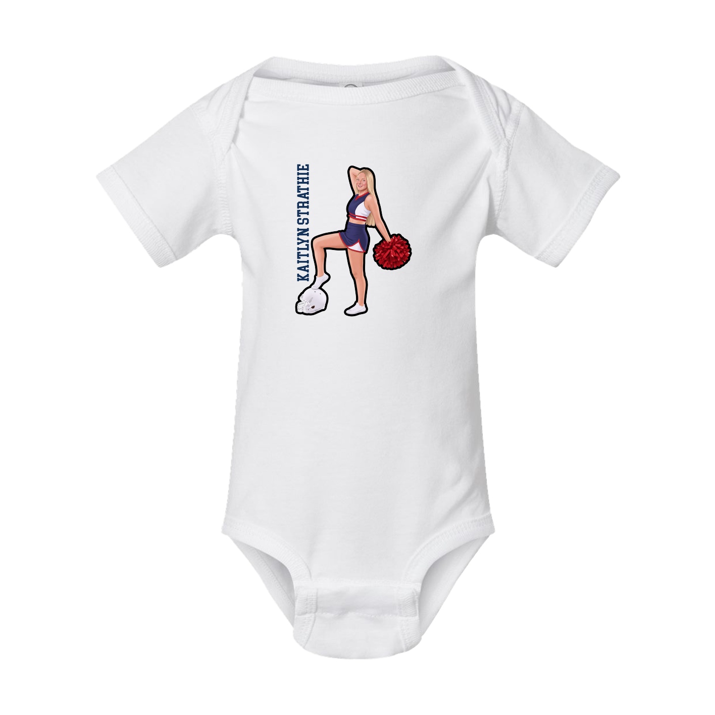 Baby Onesie — Name Vertical in White